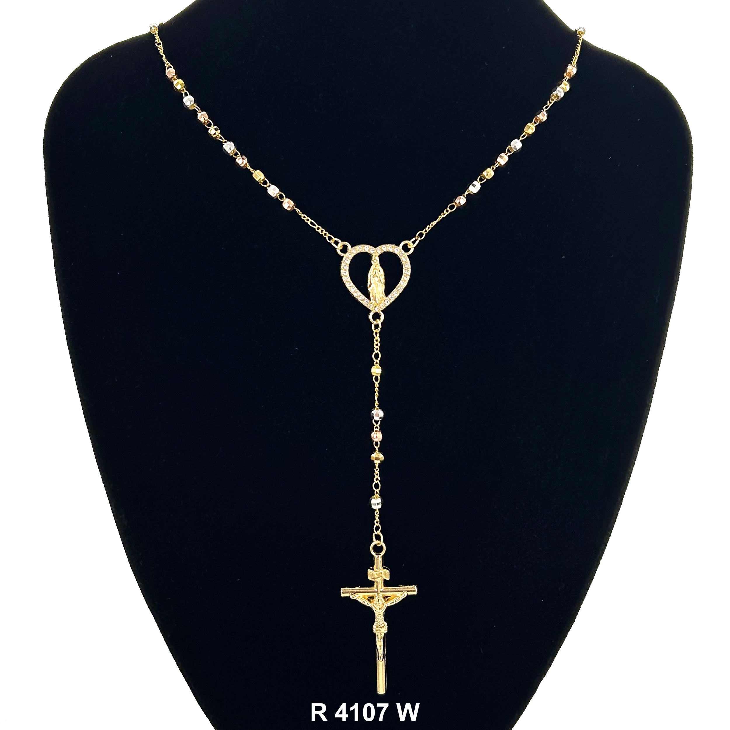 6 MM Guadalupe Disco Ball Beads Rosary R 4107 W