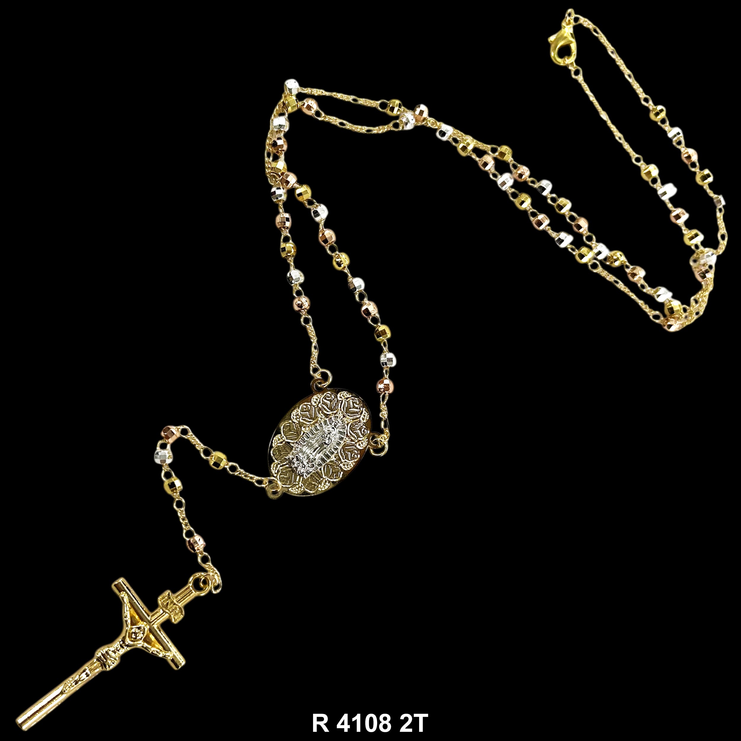 6 MM Guadalupe Disco Ball Beads Rosary R 4108 2T