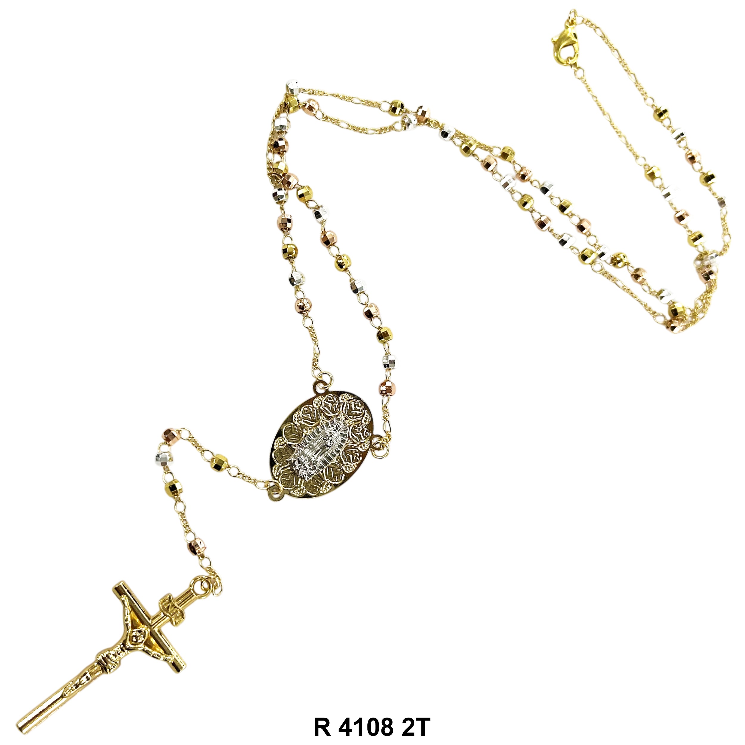 6 MM Guadalupe Disco Ball Beads Rosary R 4108 2T