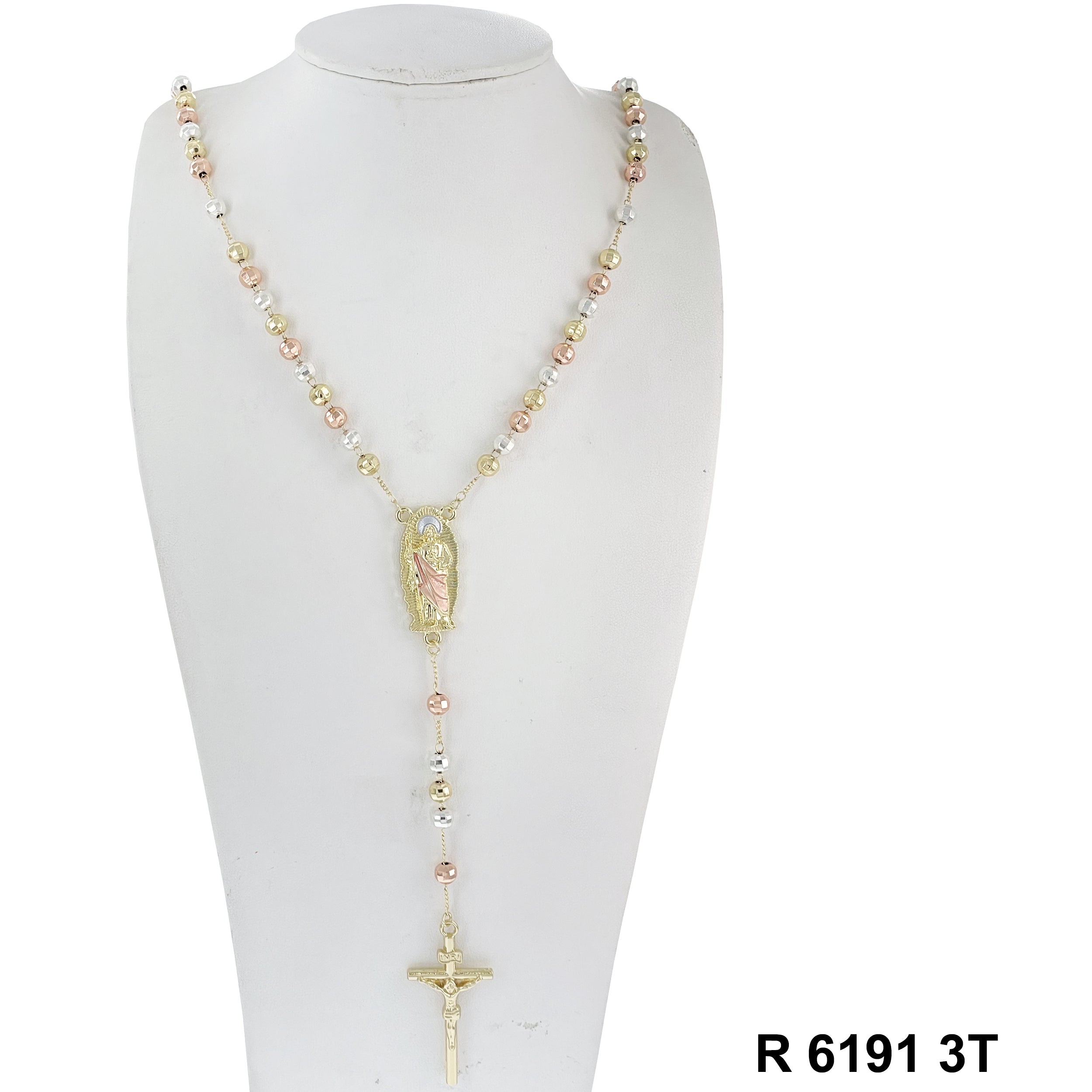 6 MM Diamond Cut Beads San Judas Rosary R 6191 3T