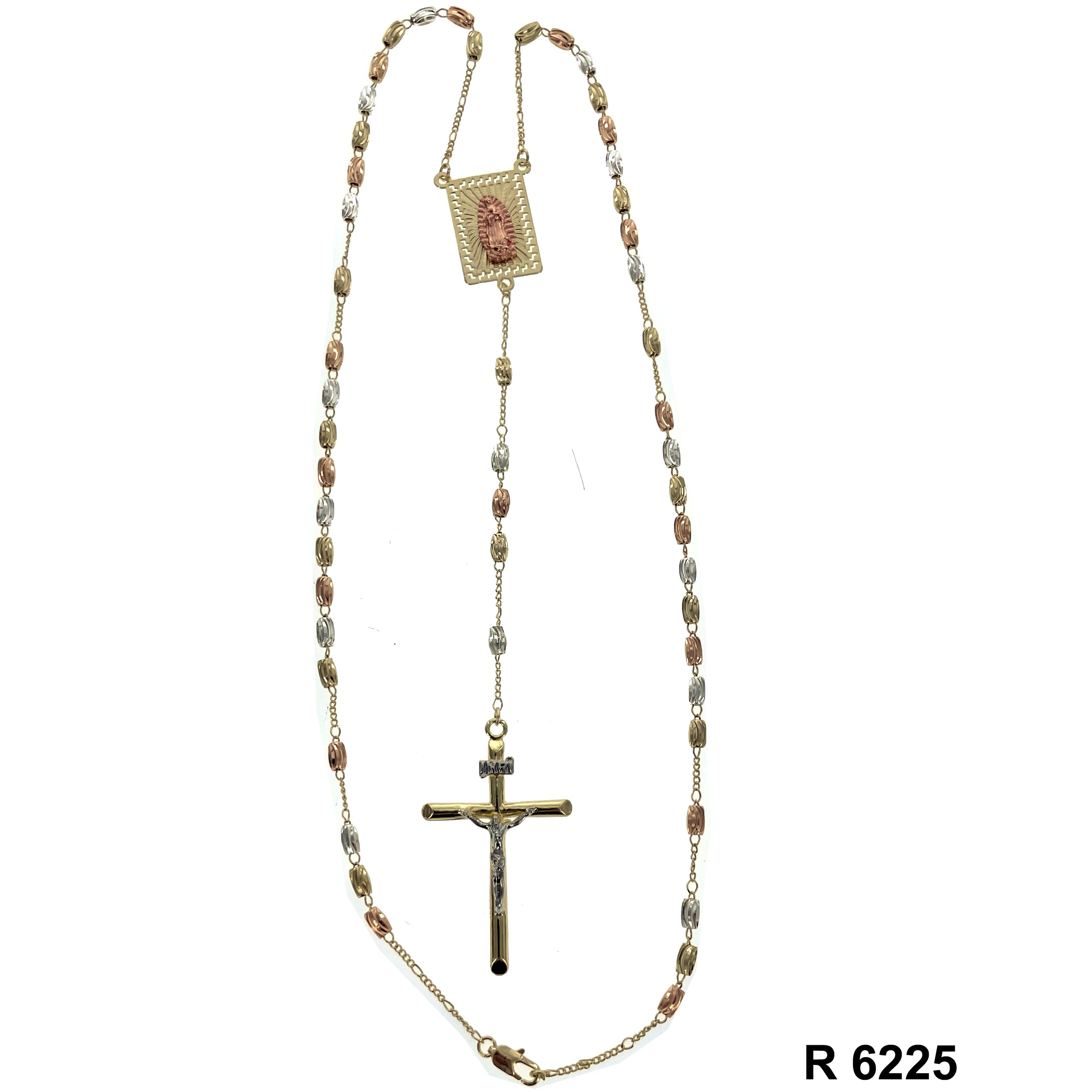 6 MM Guadalupe Rectangle Rice Beads Rosary R 6225