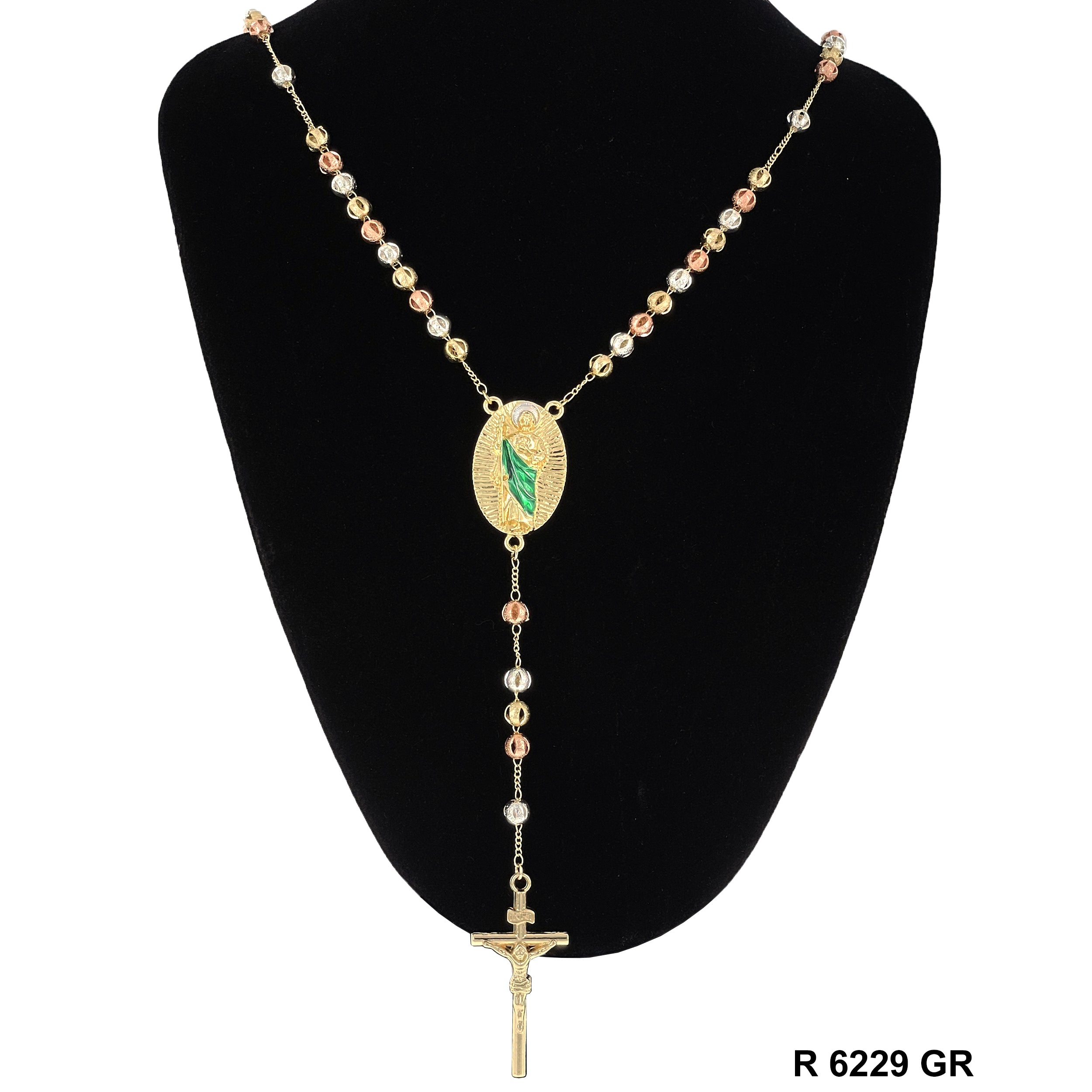 6 MM San Judas Sphere Beads Rosary R 6229 GR