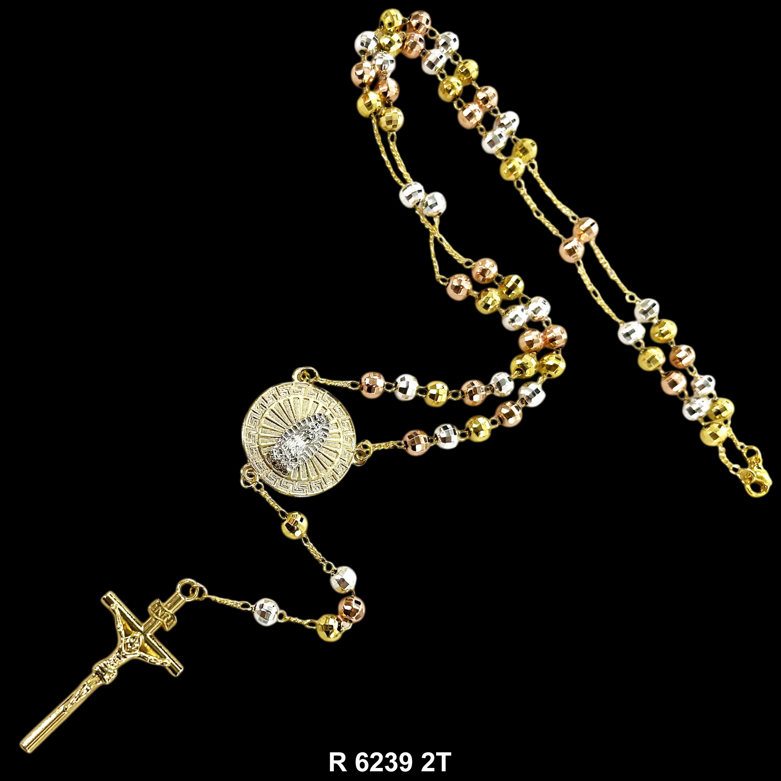 6 MM Guadalupe Disco Ball Beads Rosary R 6239 2T