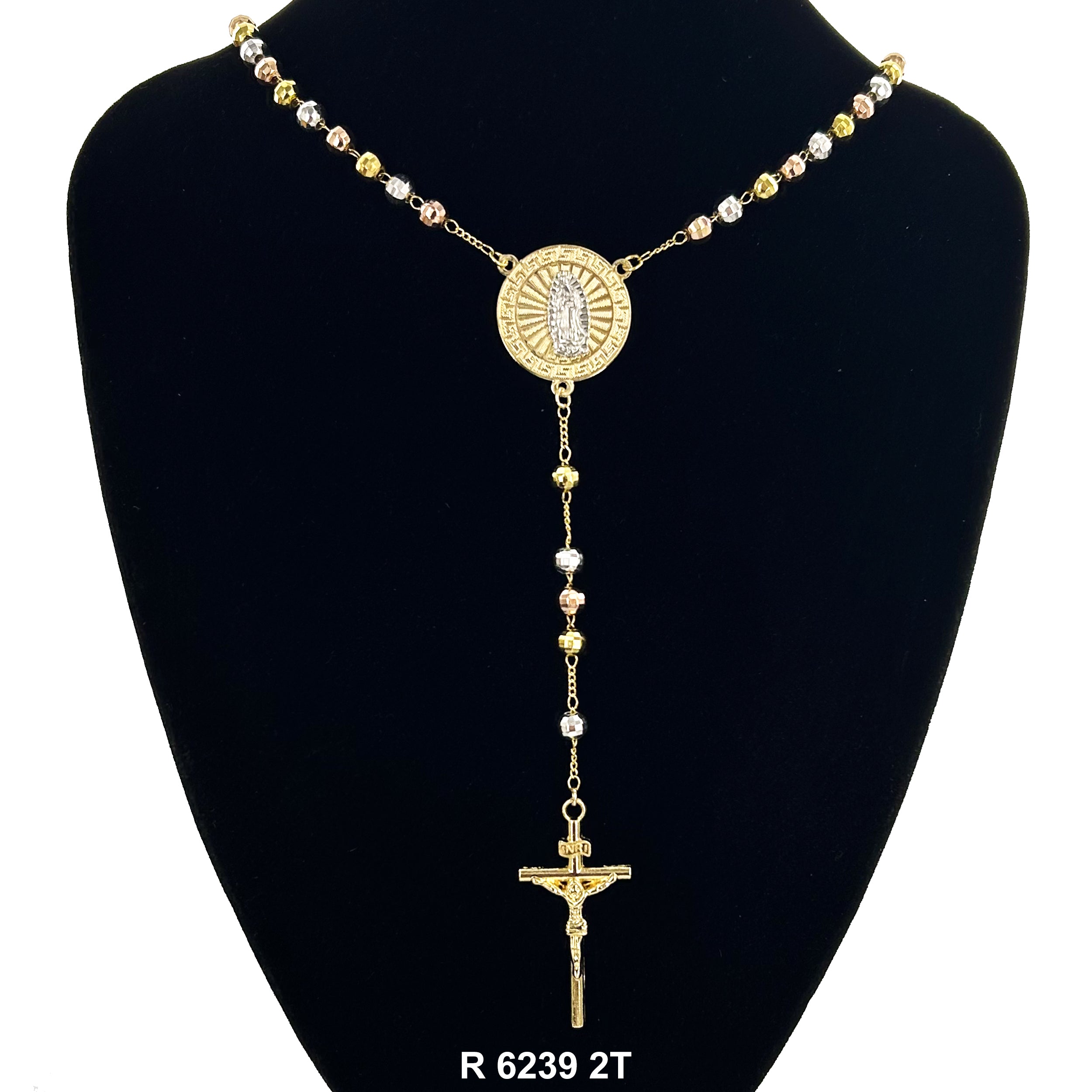 6 MM Guadalupe Disco Ball Beads Rosary R 6239 2T