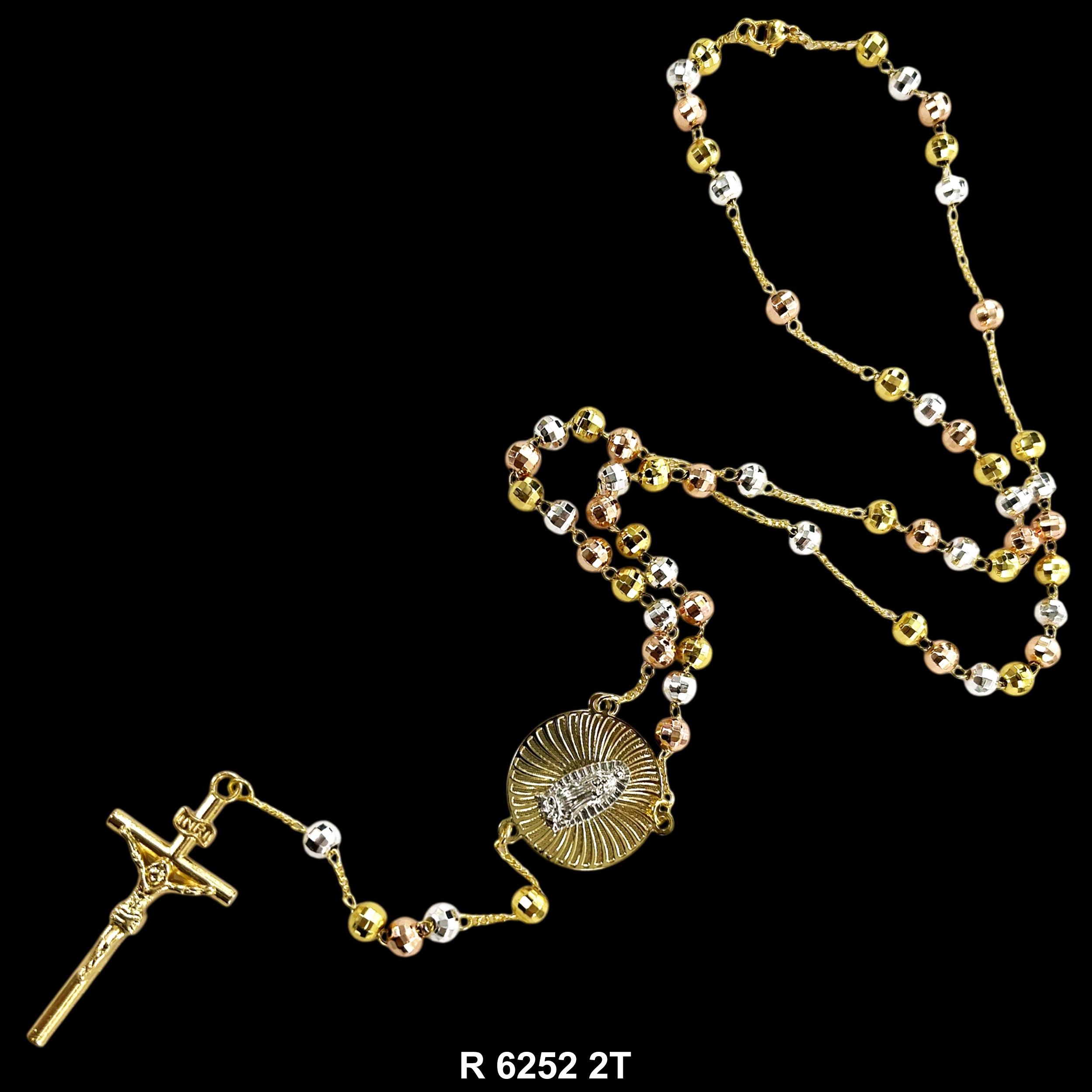 6 MM Guadalupe Disco Ball Beads Rosary R 6252 3T