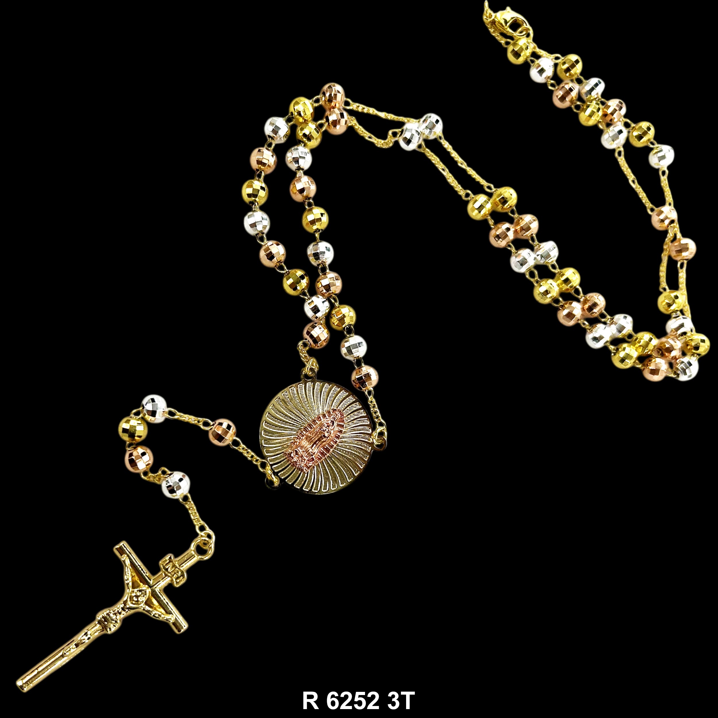 6 MM Guadalupe Disco Ball Beads Rosary R 6252 3T