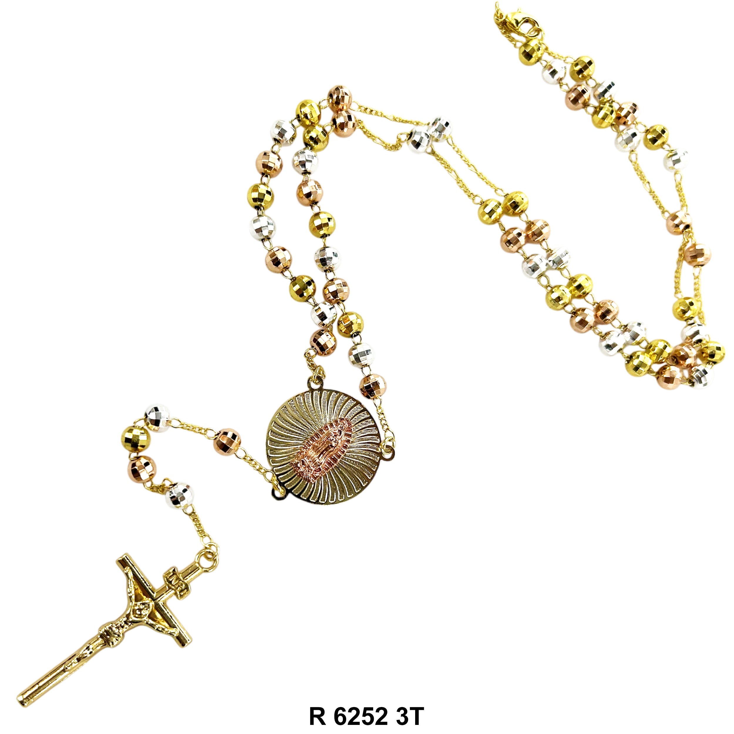 6 MM Guadalupe Disco Ball Beads Rosary R 6252 3T