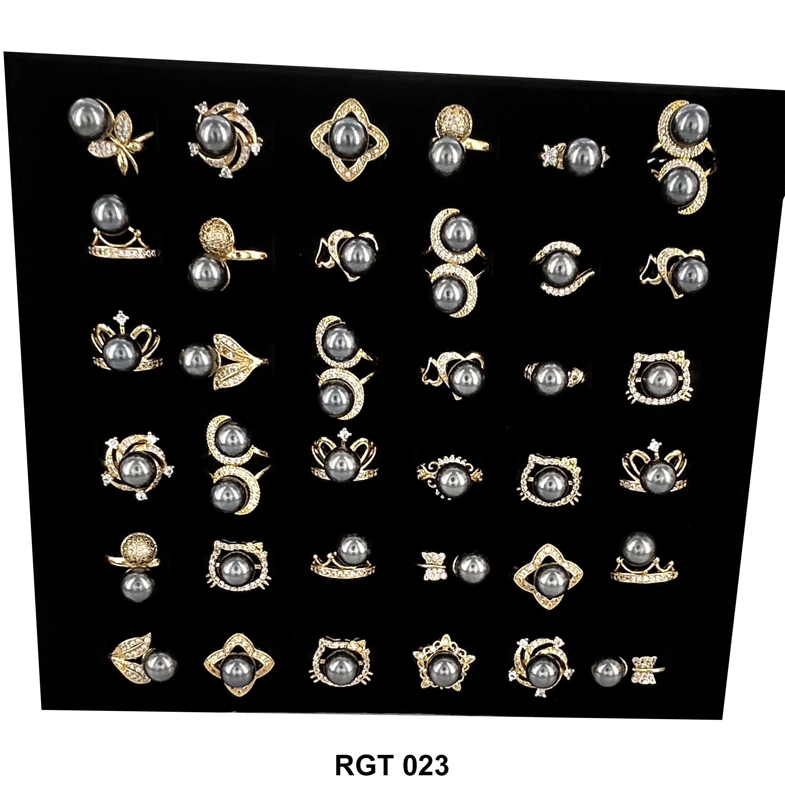 36 Pcs Black Pearl Design Ring RGT 022