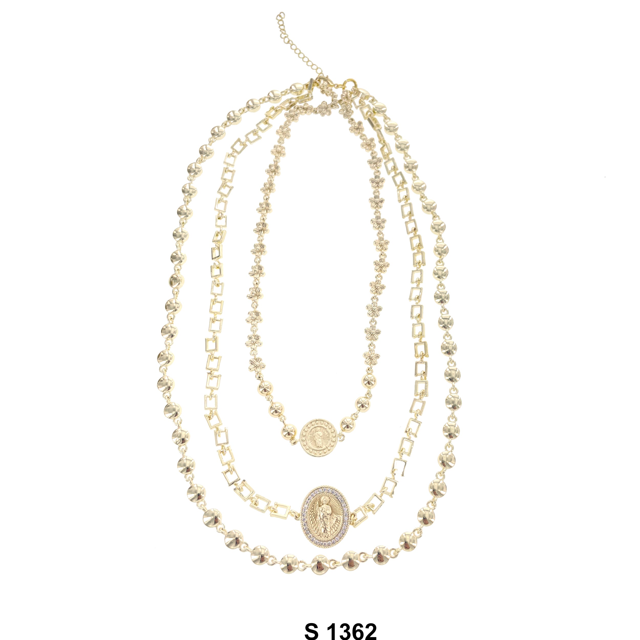 San Judas 3- Layer Necklace Set S 1362