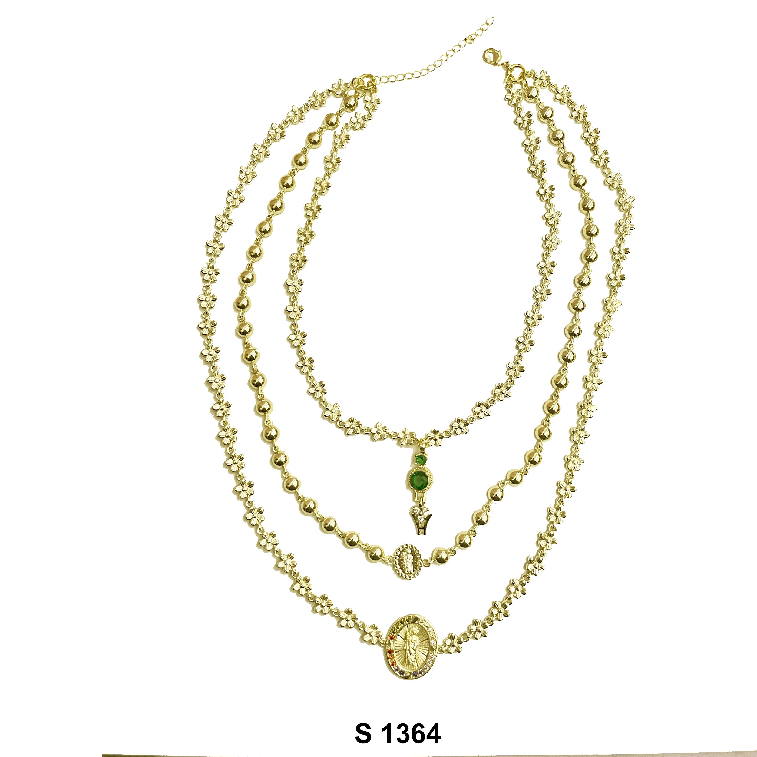 San Judas 3- Layer Necklace Set S 1364