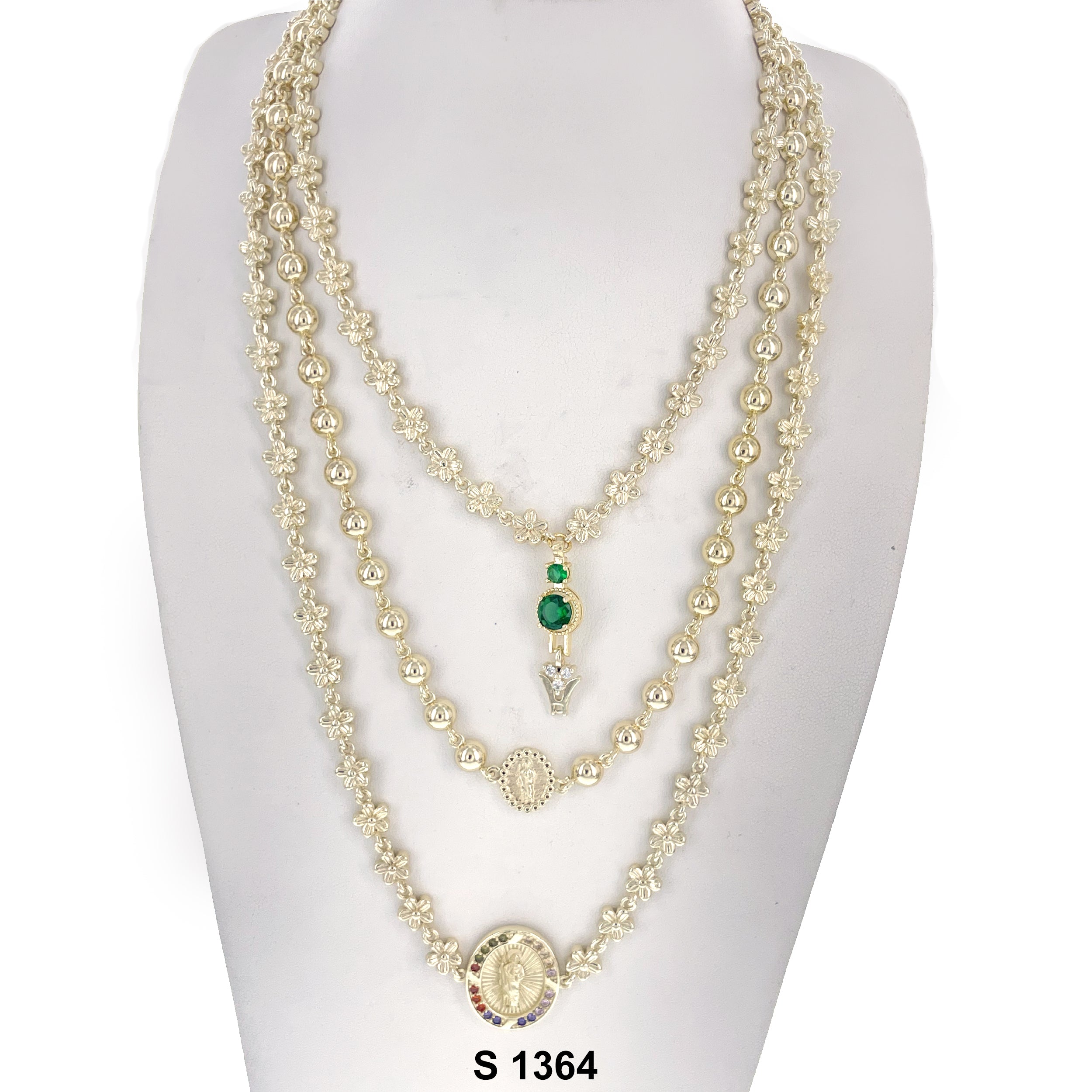 San Judas 3- Layer Necklace Set S 1364