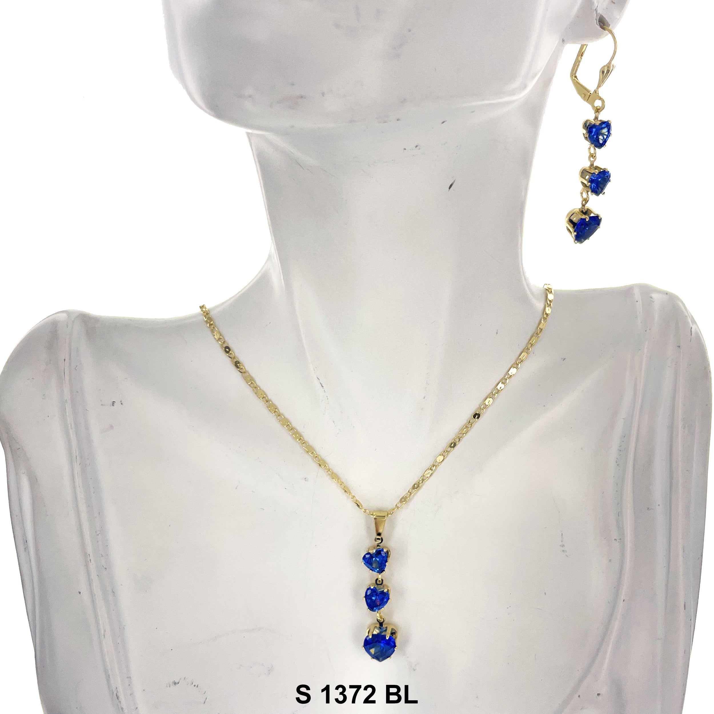 Triple Hearts Necklace Set S 1372 BL