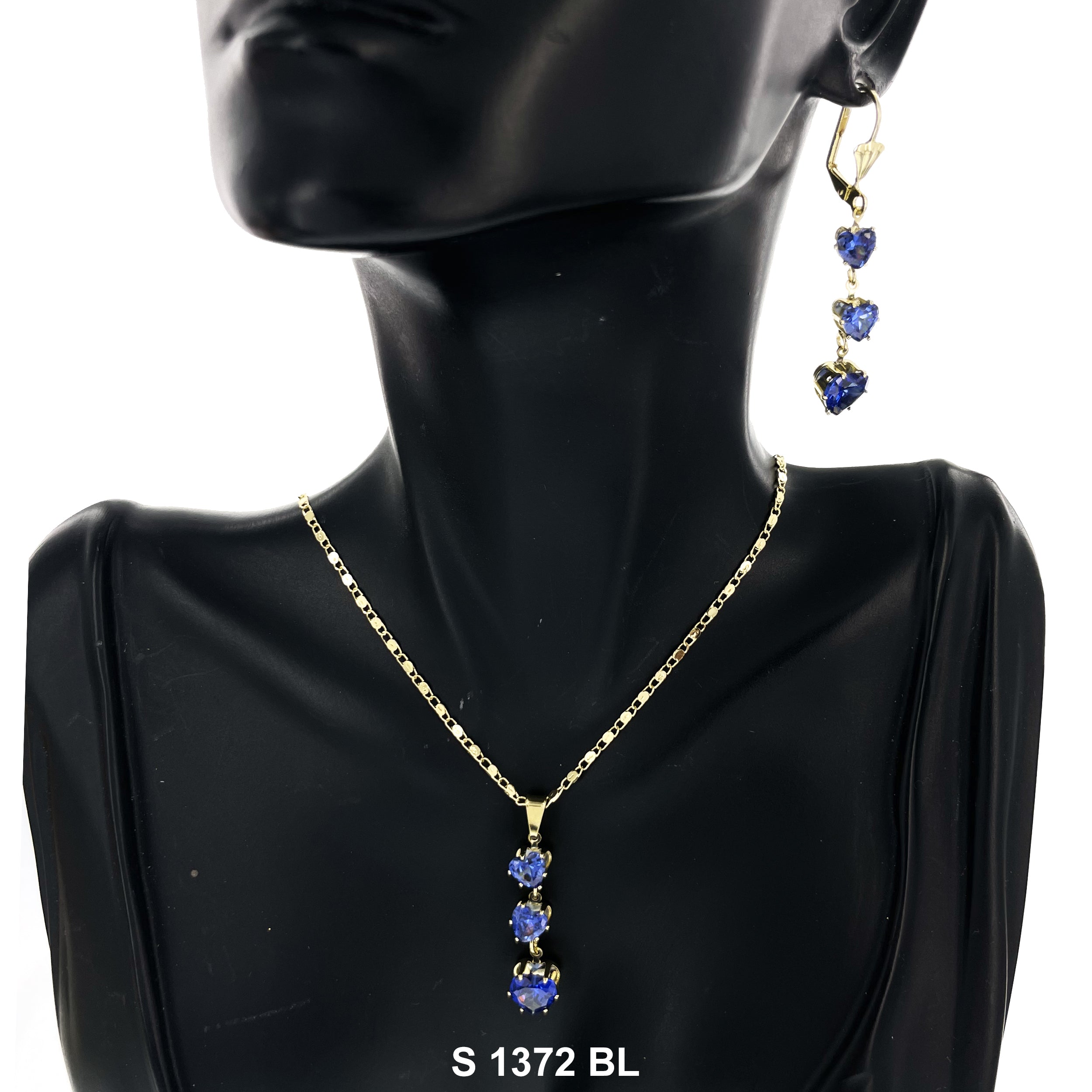 Triple Hearts Necklace Set S 1372 BL