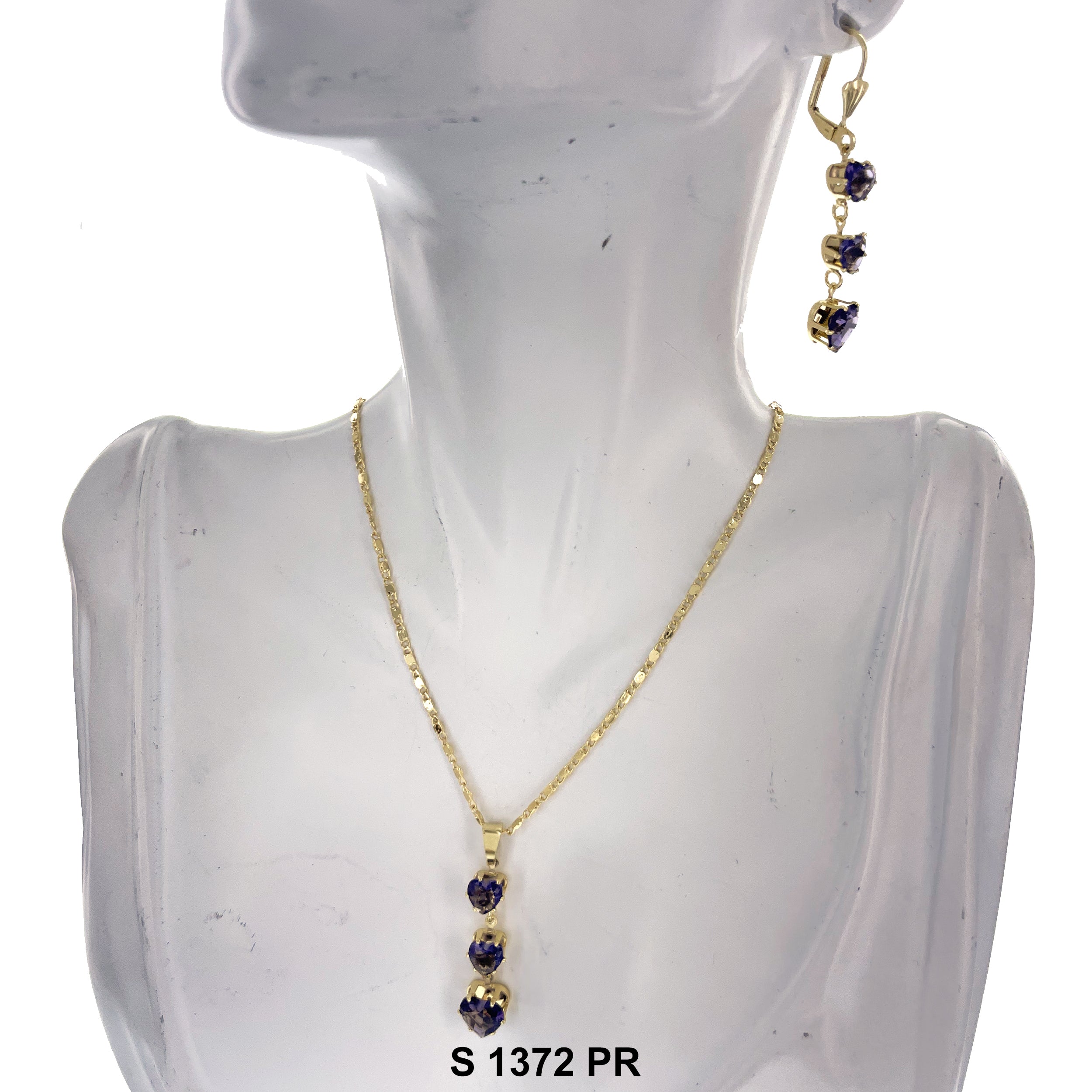 Triple Hearts Necklace Set S 1372 PR