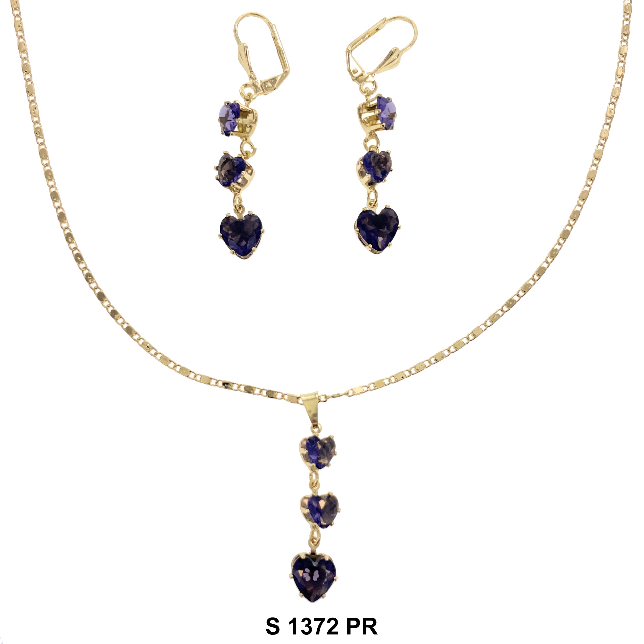 Triple Hearts Necklace Set S 1372 PR