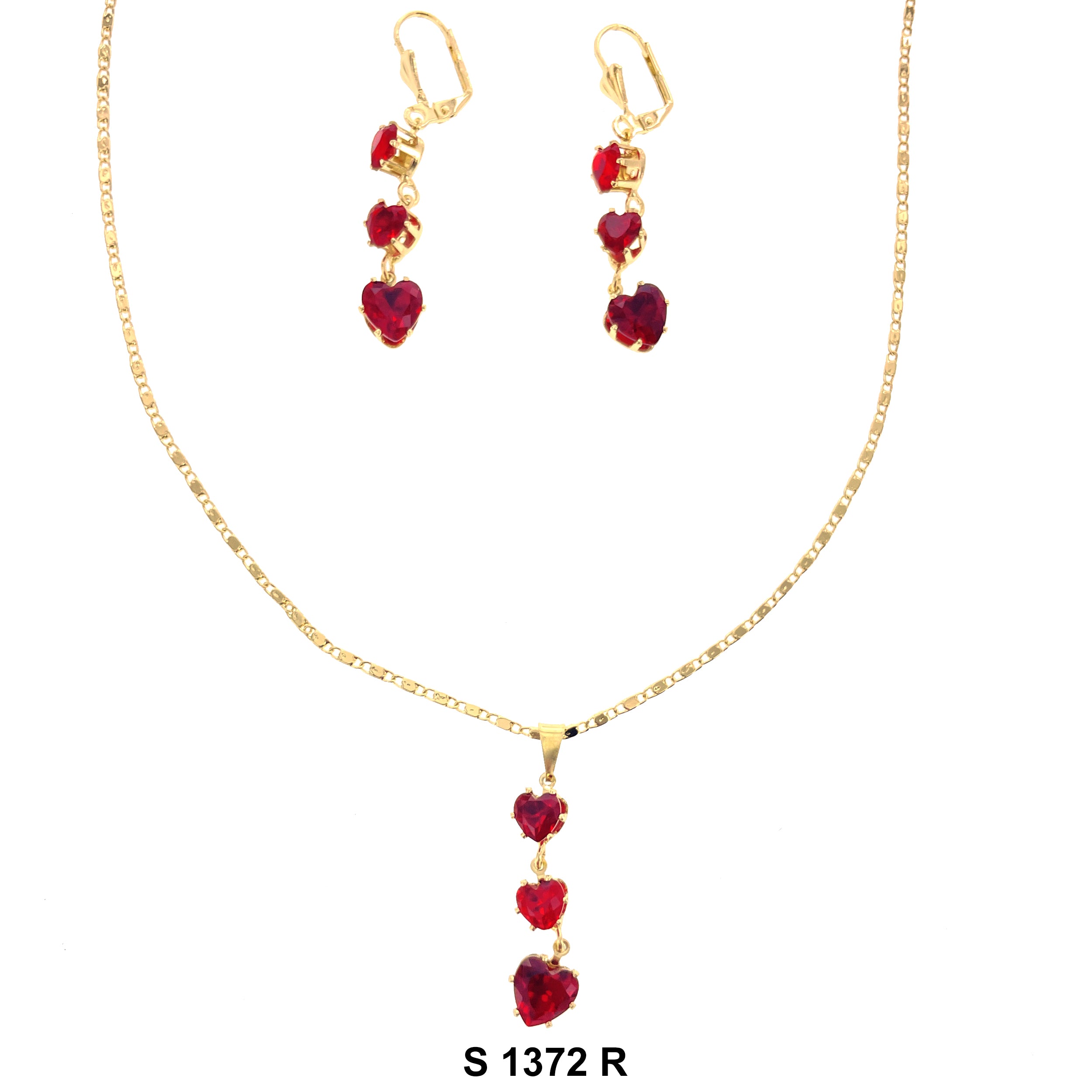 Triple Hearts Necklace Set S 1372 R