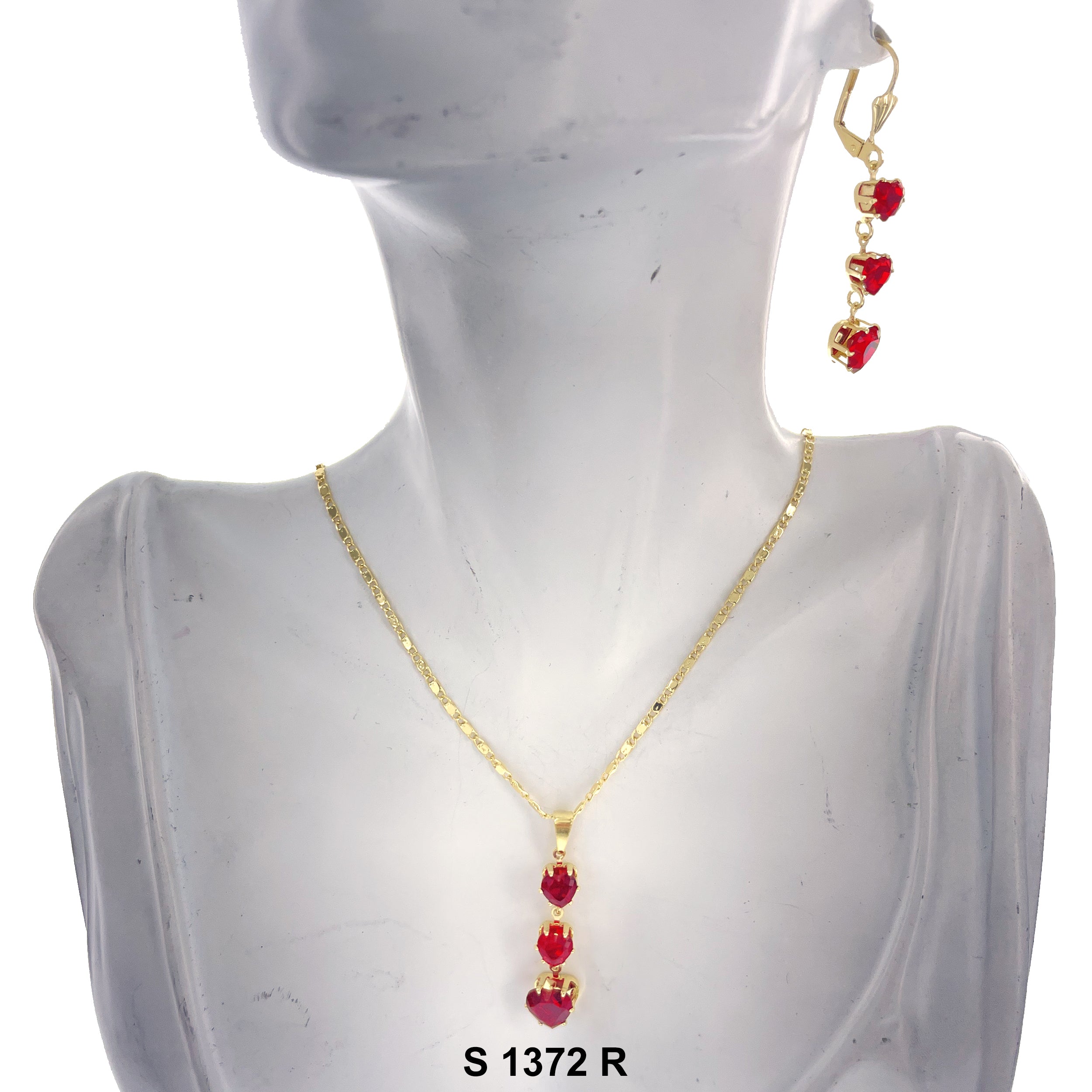 Triple Hearts Necklace Set S 1372 R