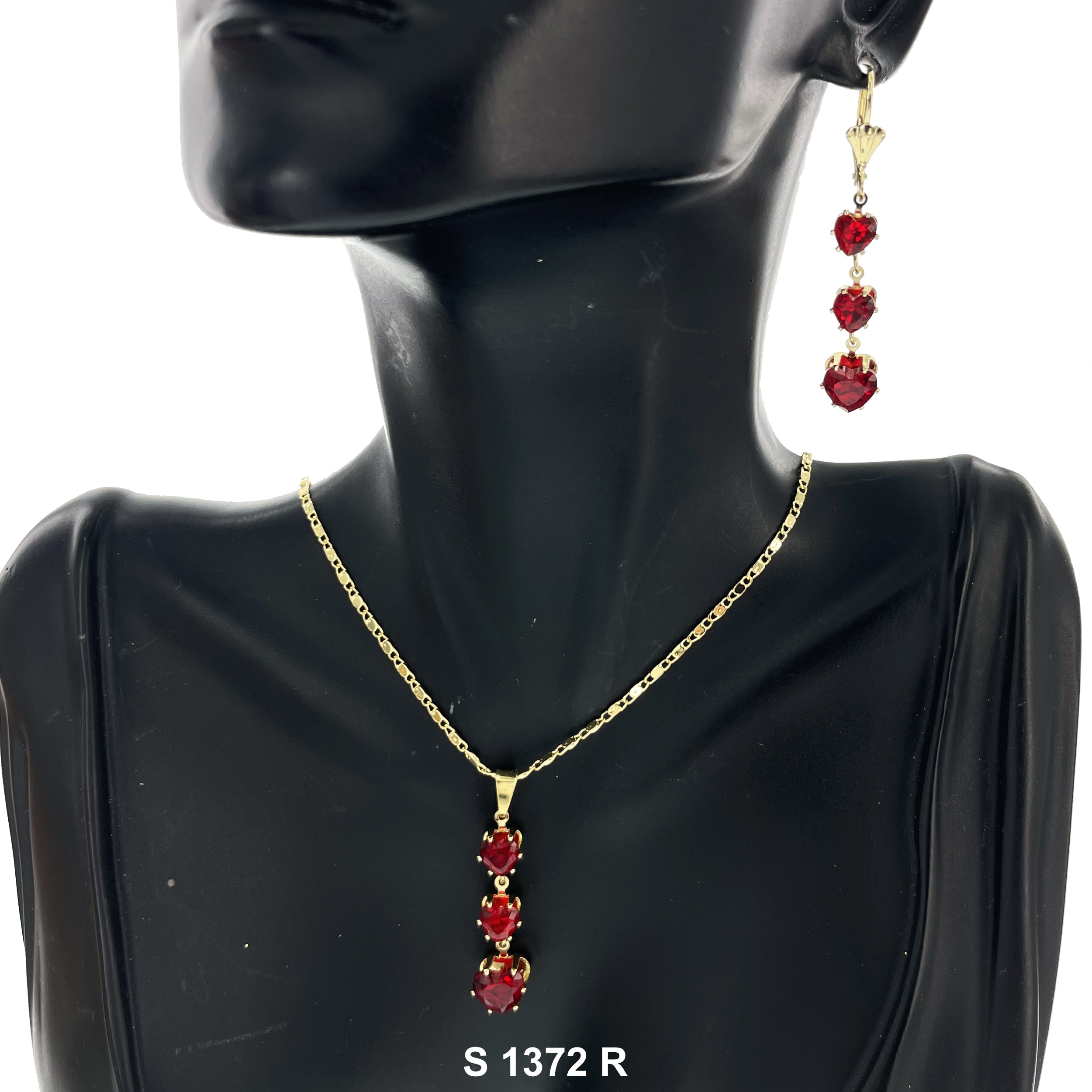 Triple Hearts Necklace Set S 1372 R