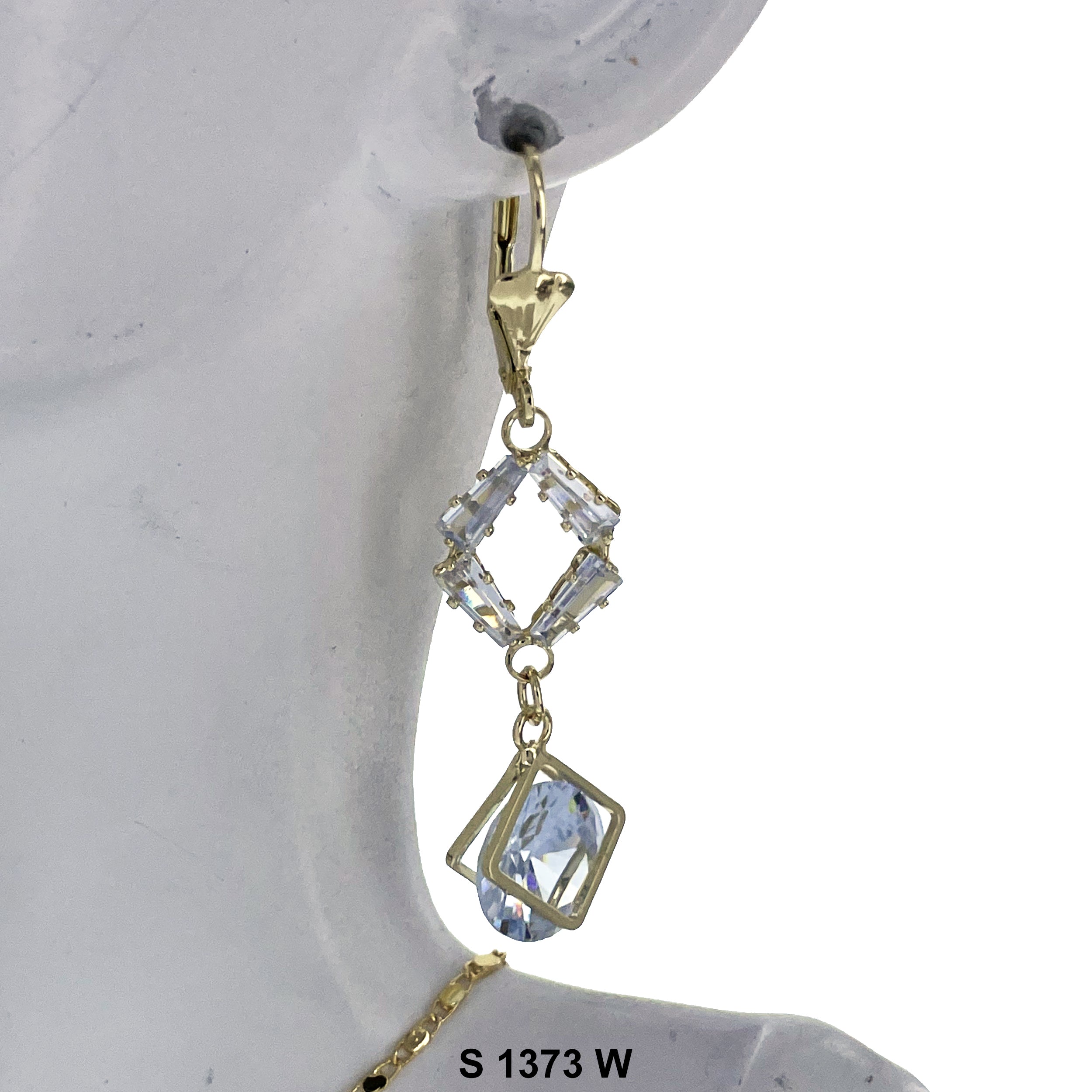 Diamond Shaped Stoned Necklace Set S 1373 W