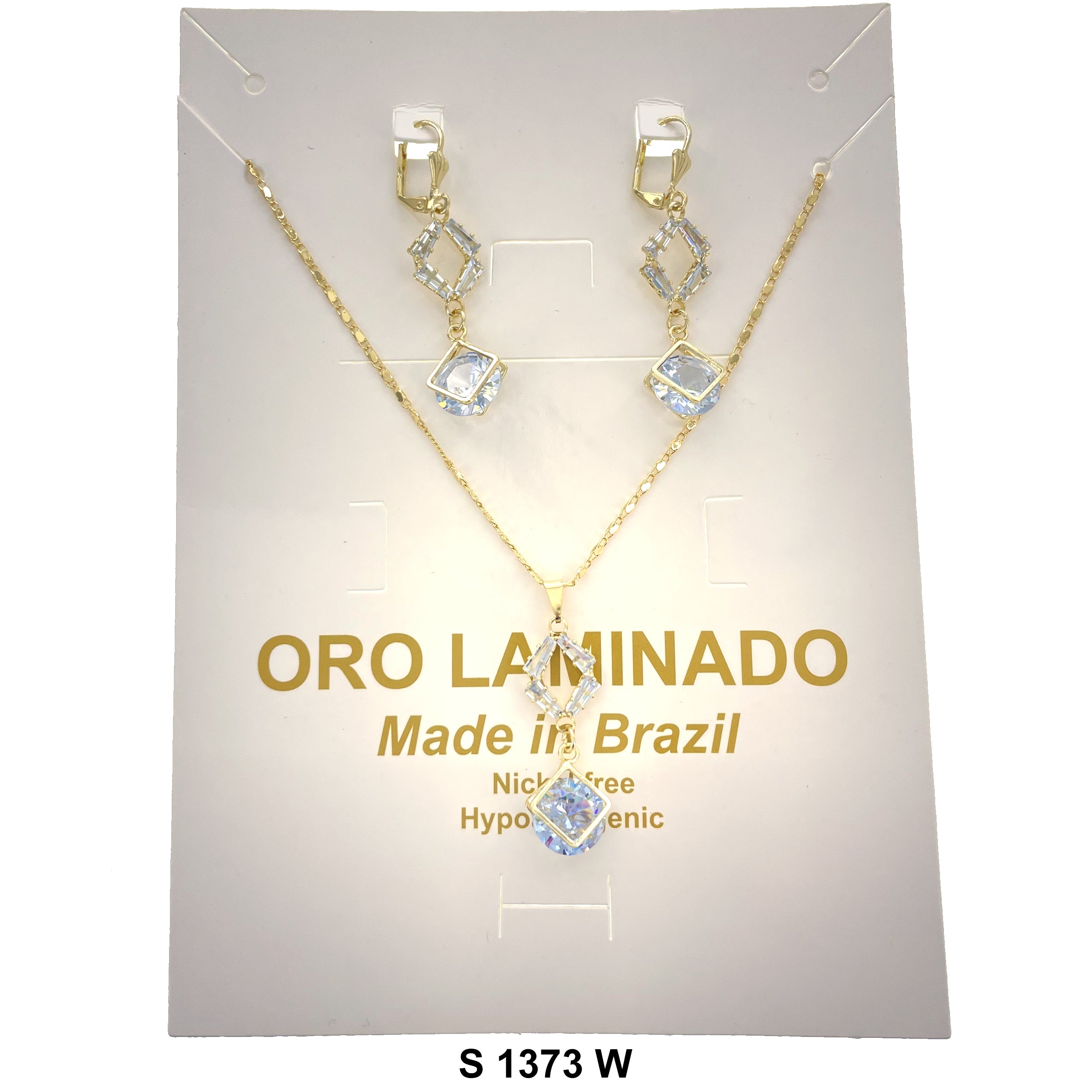 Diamond Shaped Stoned Necklace Set S 1373 W