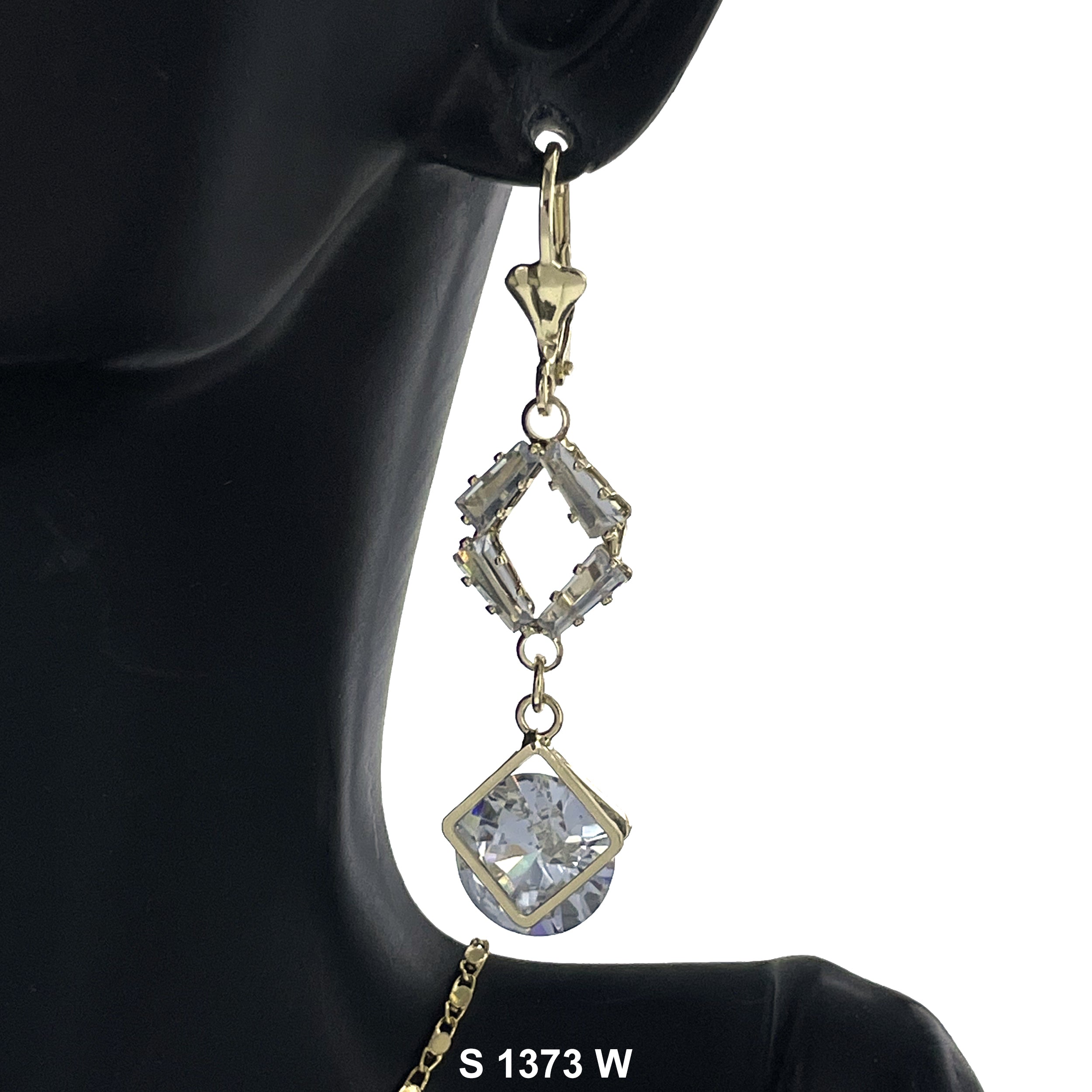 Diamond Shaped Stoned Necklace Set S 1373 W