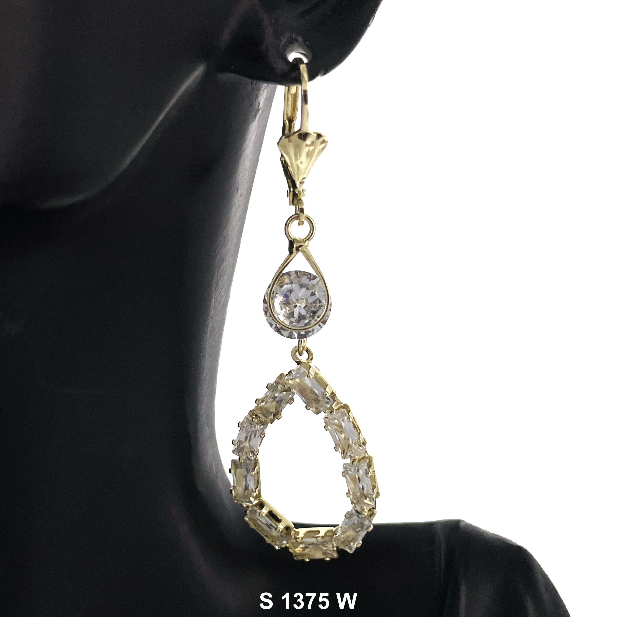 Double Tear Drop Stone Necklace Set S 1375 W