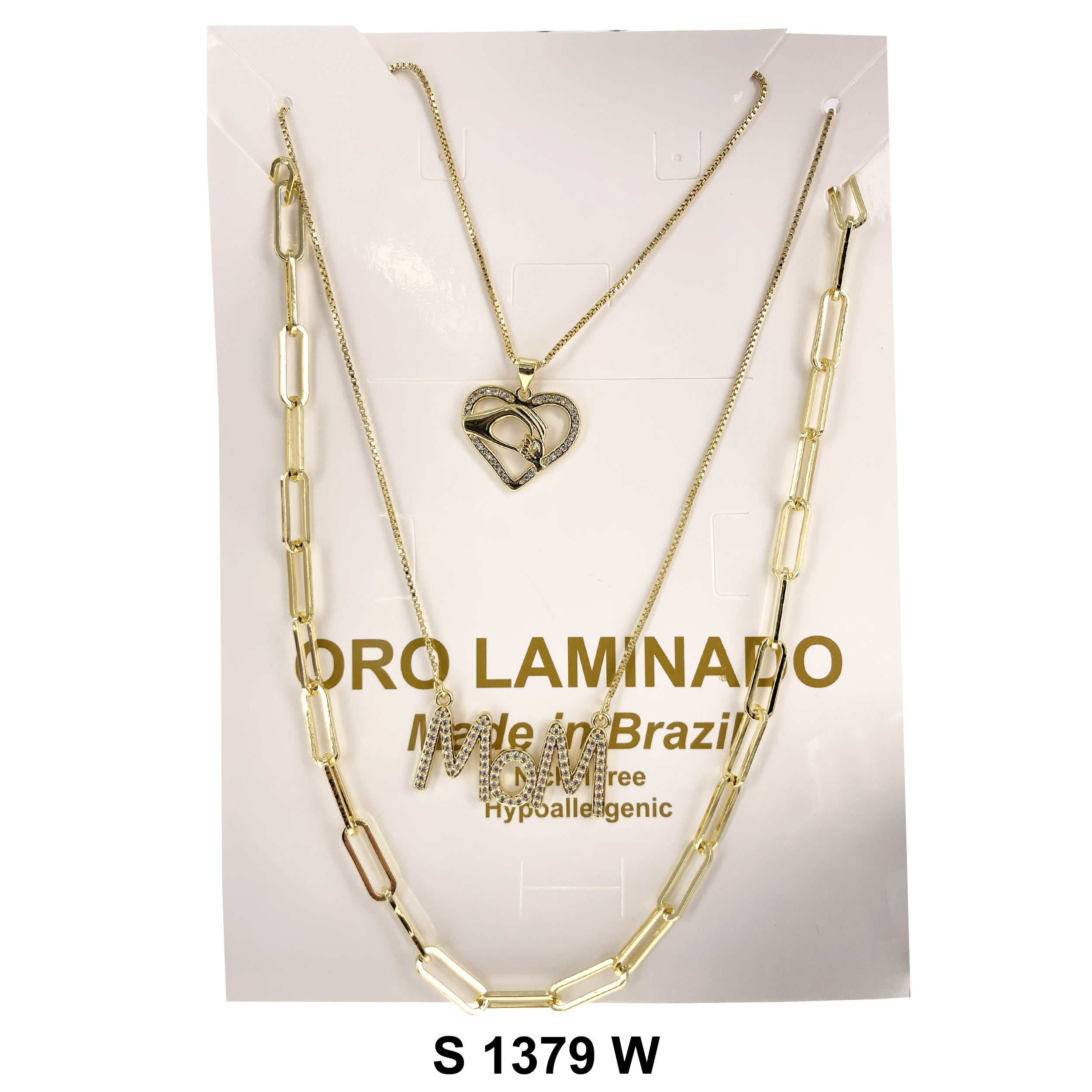 3-Layer Heart Mom Necklace Set S 1379 W