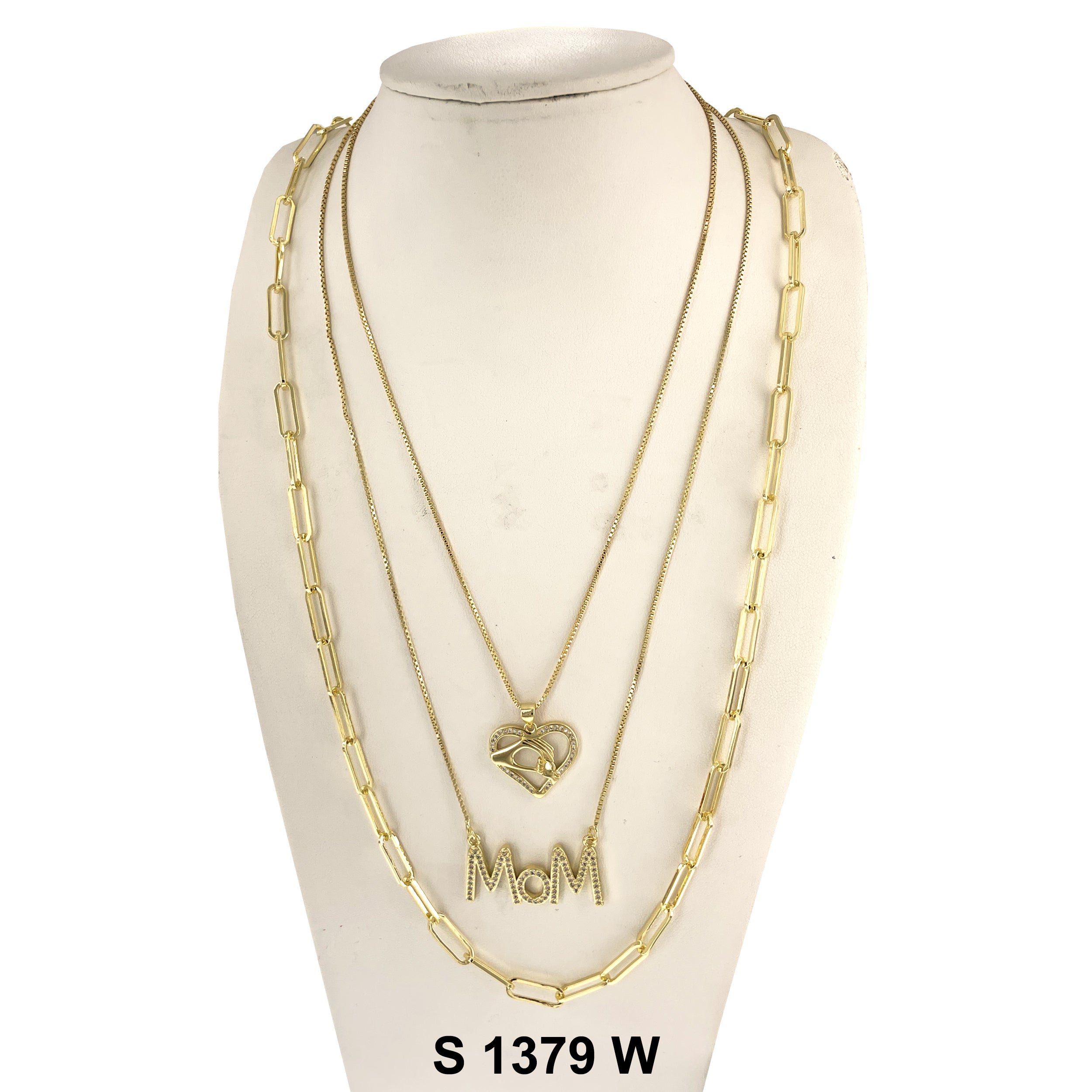 3-Layer Heart Mom Necklace Set S 1379 W