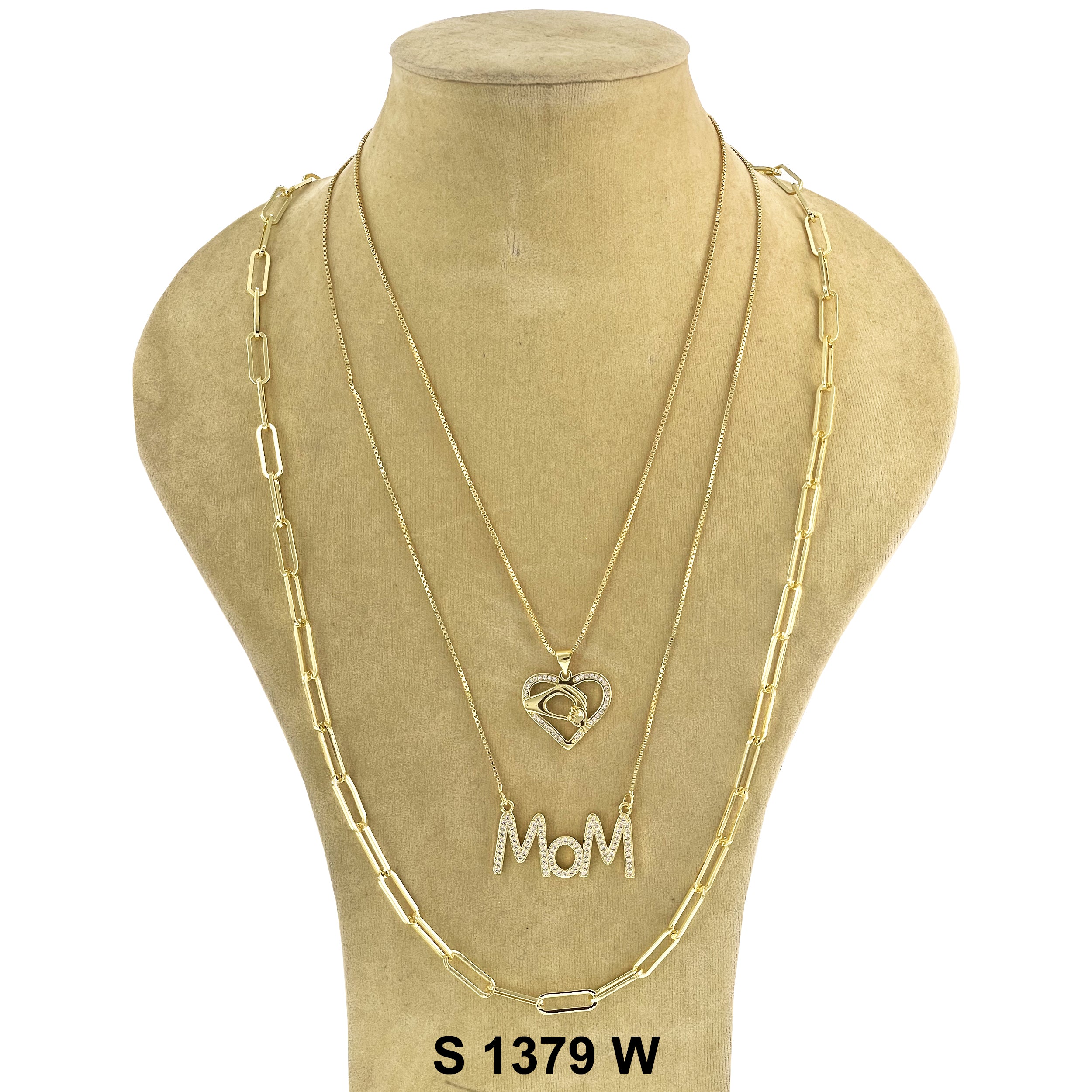 3-Layer Heart Mom Necklace Set S 1379 W