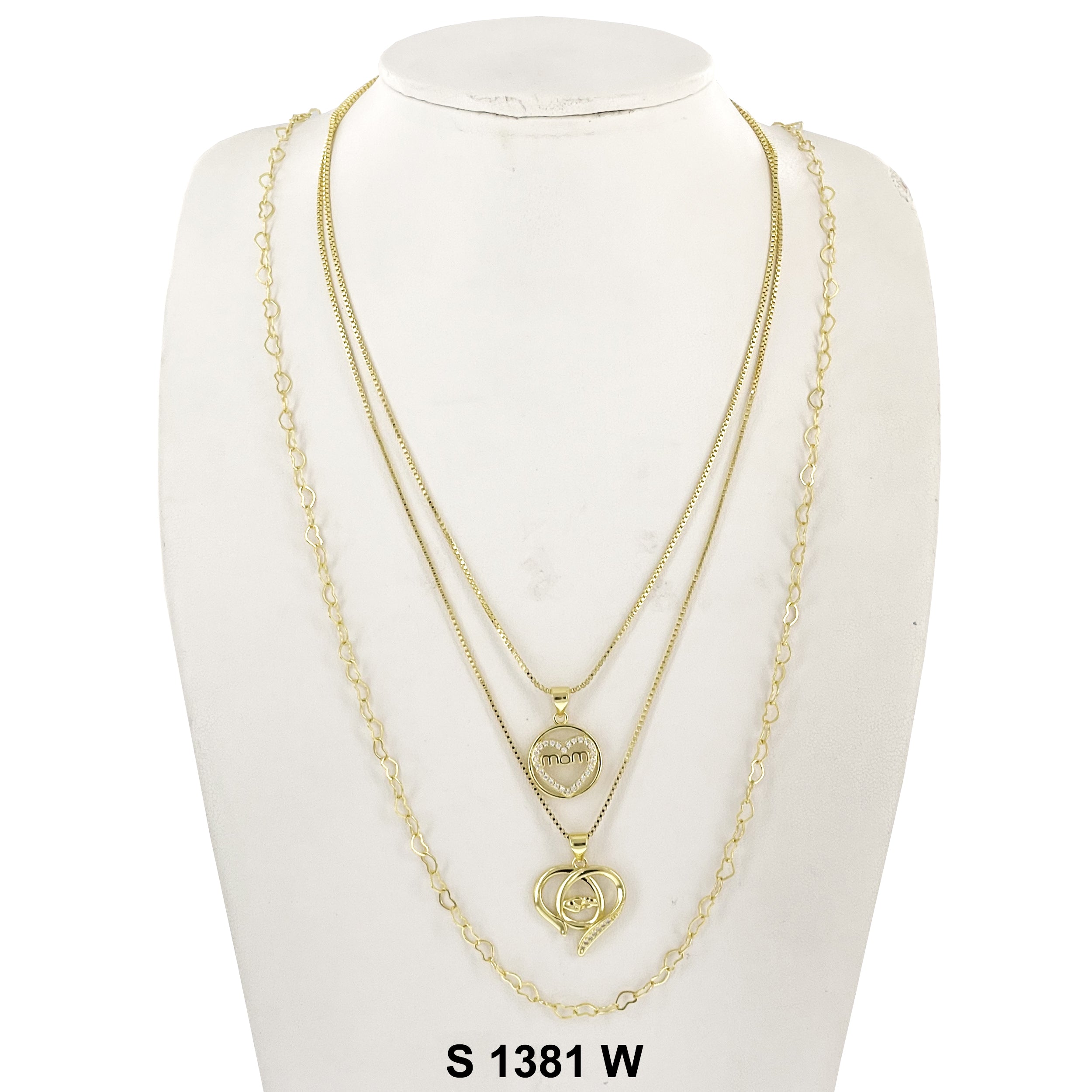 3-Layer Double Heart Mama Necklace Set S 1381 W