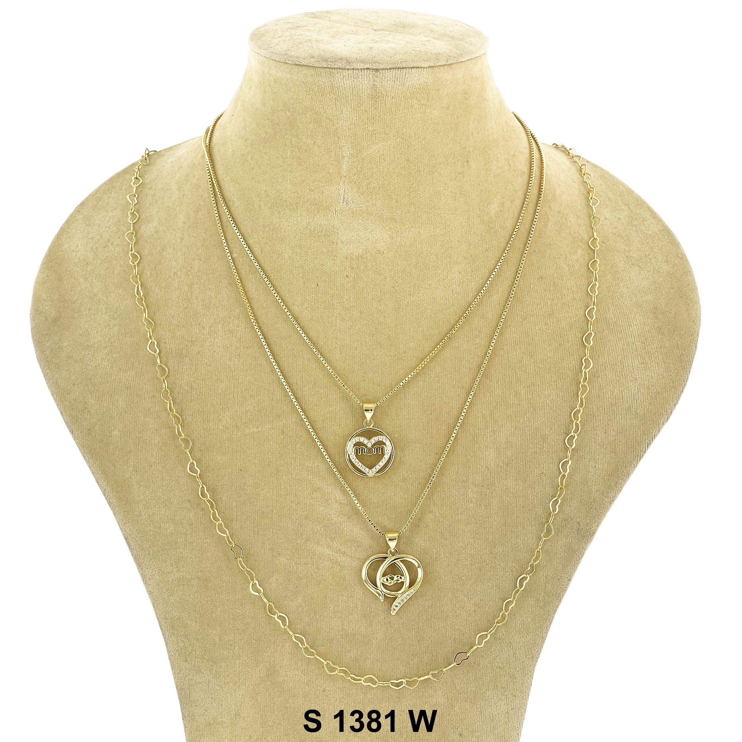 3-Layer Double Heart Mama Necklace Set S 1381 W