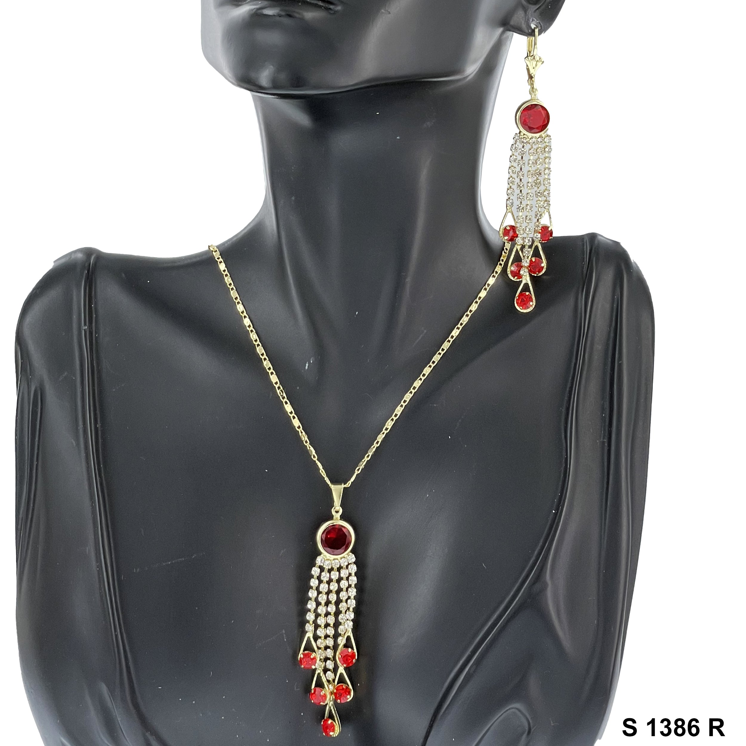 Chandelier Round Stoned Necklace Set S 1386 R