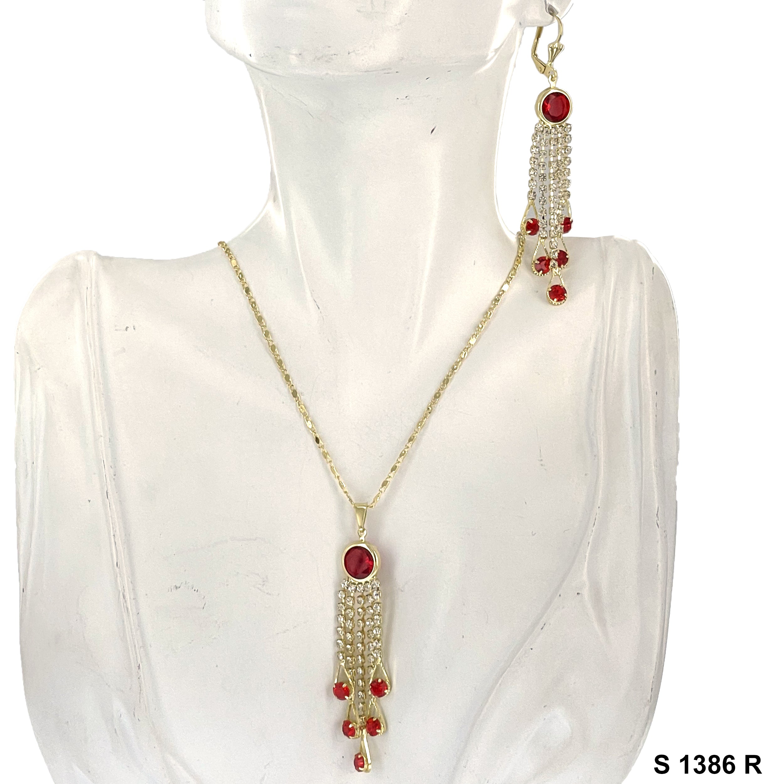 Chandelier Round Stoned Necklace Set S 1386 R