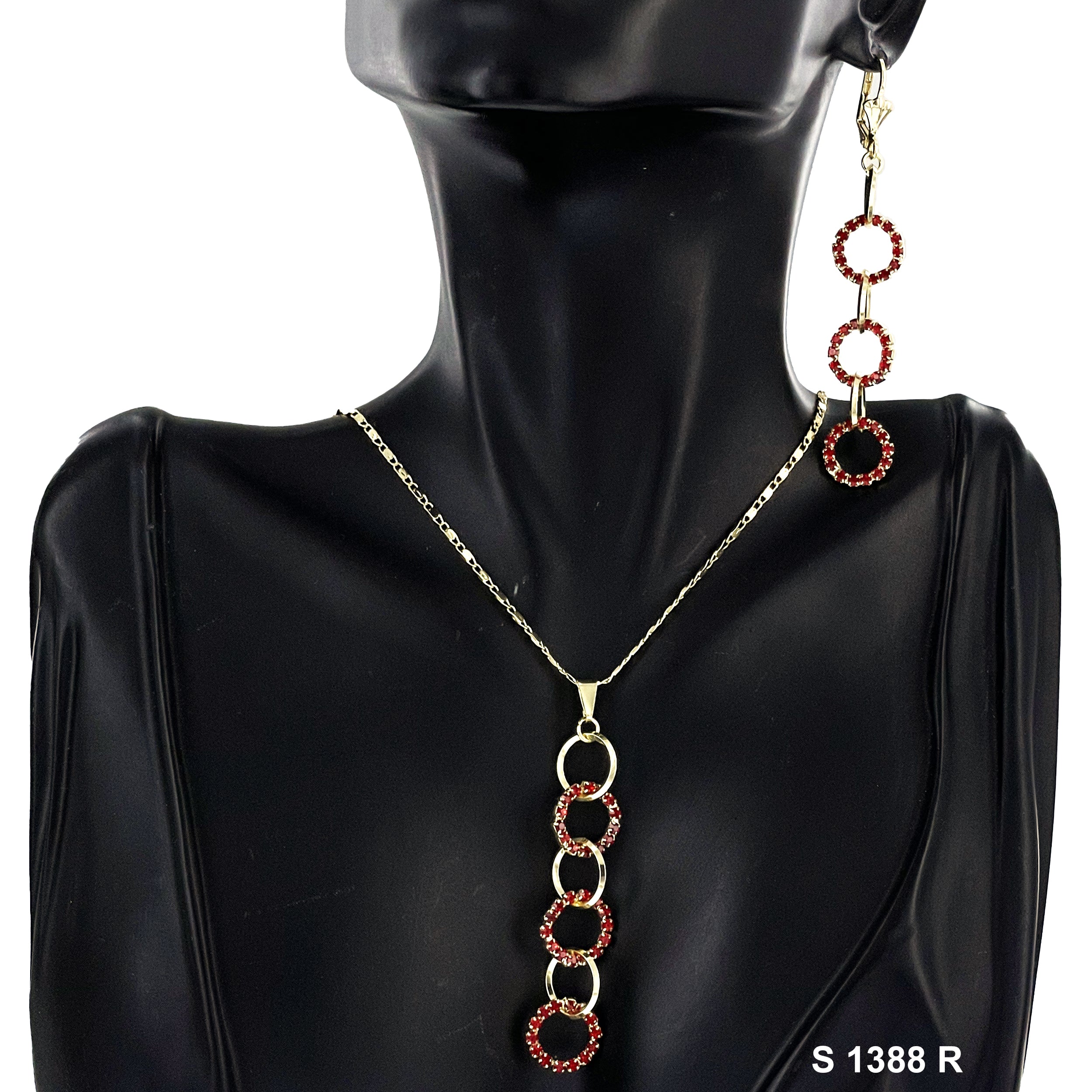 3-Rings Stoned Necklace Set S 1388 R