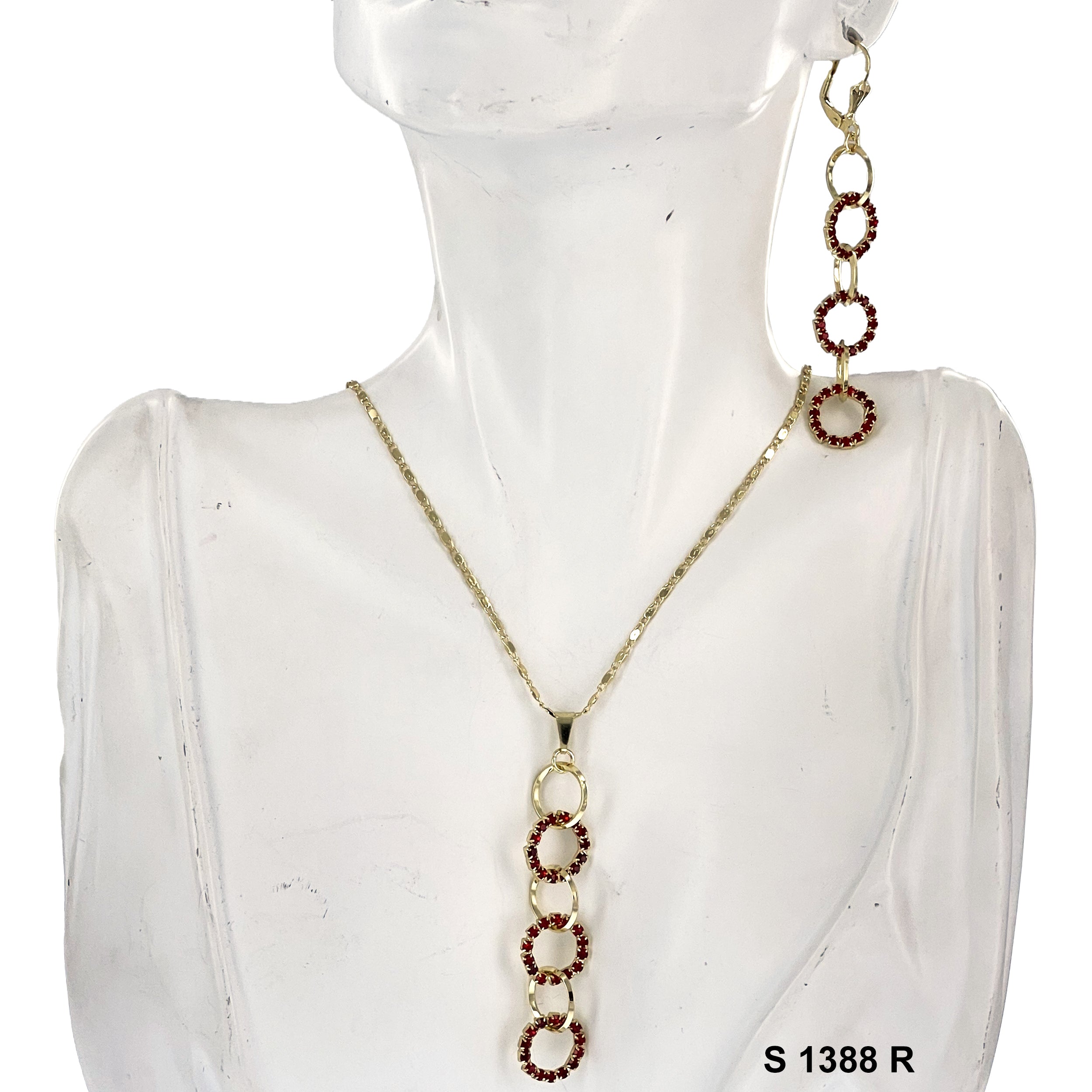 3-Rings Stoned Necklace Set S 1388 R