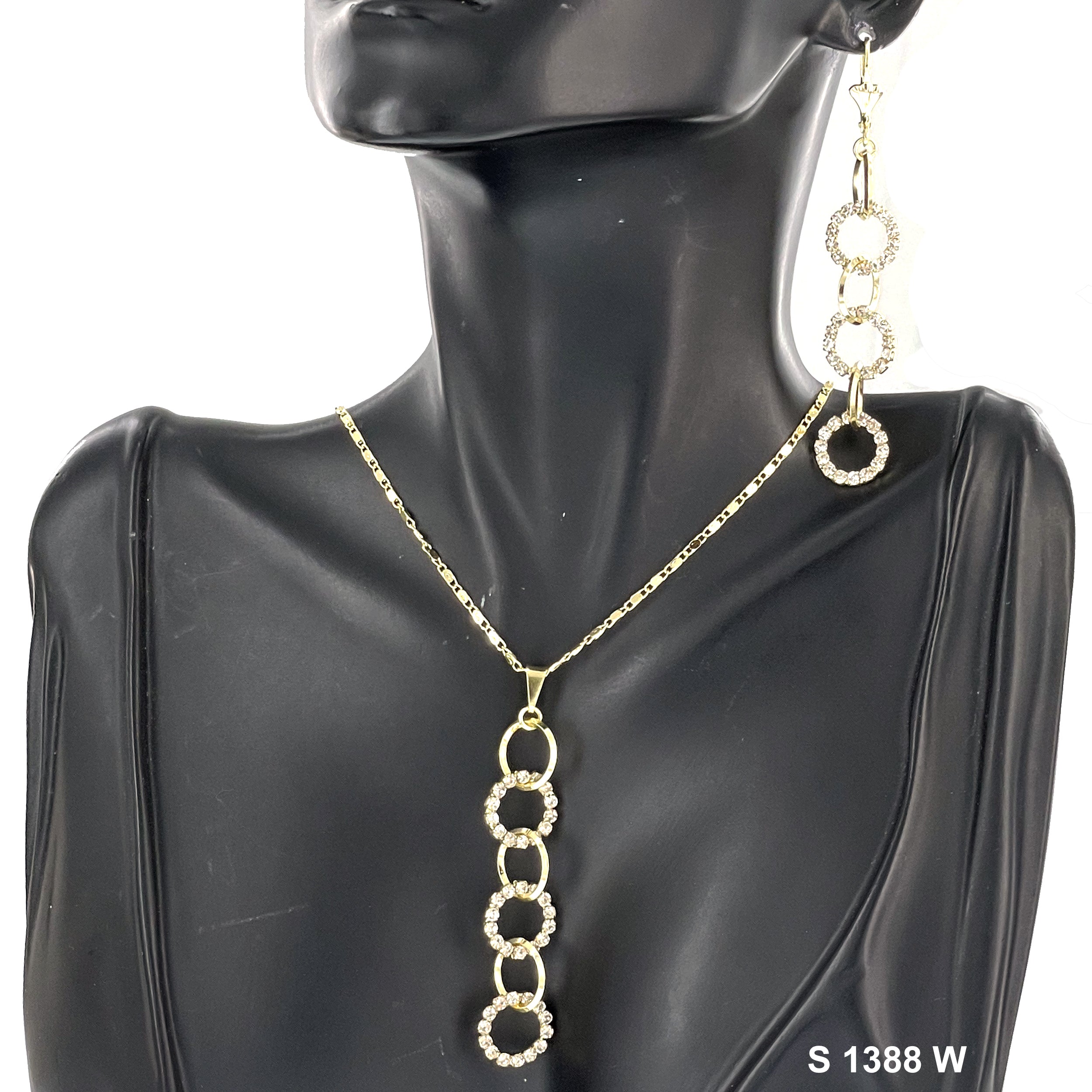 3-Rings Stoned Necklace Set S 1388 W