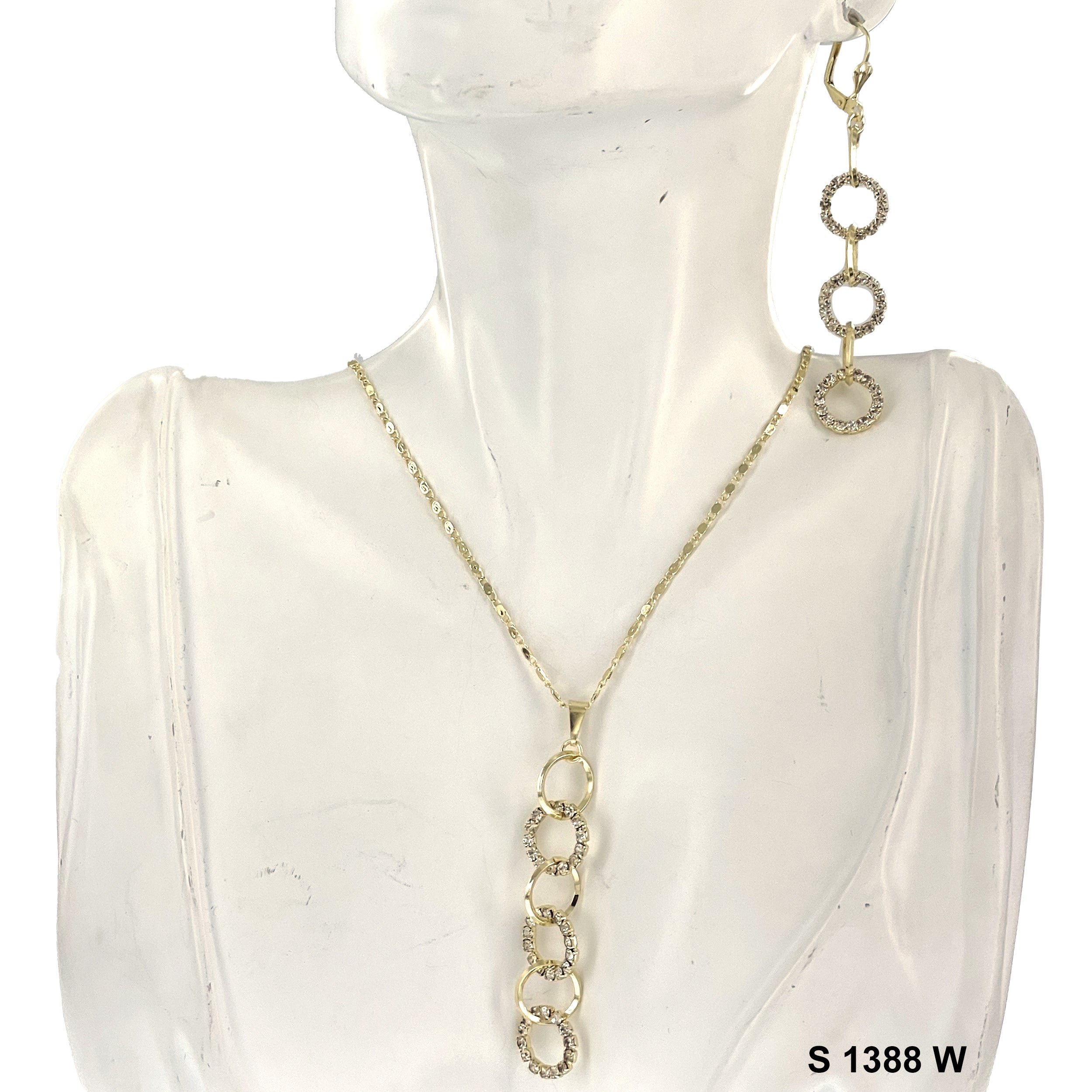 3-Rings Stoned Necklace Set S 1388 W