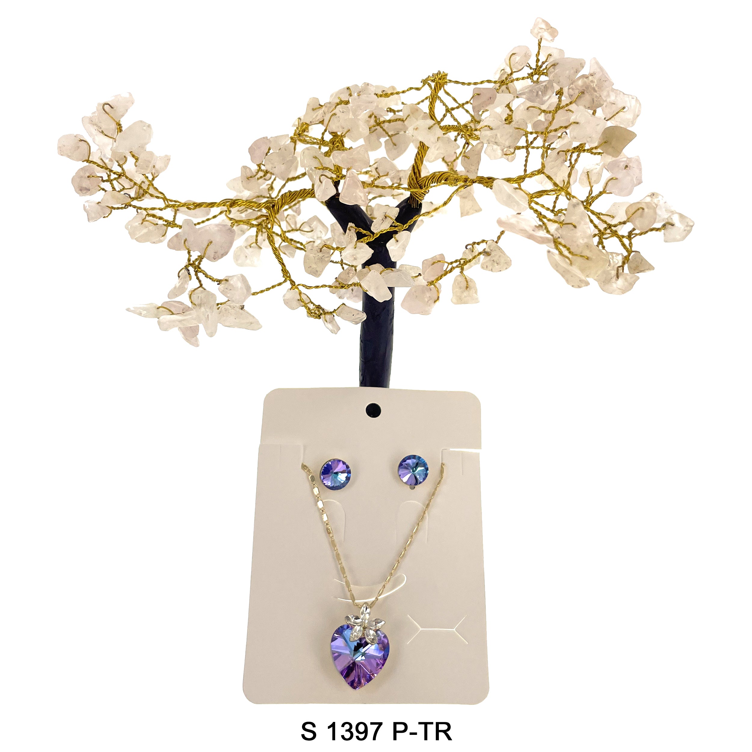 Heart Flower Pendant Necklace Set S 1397 P-TR