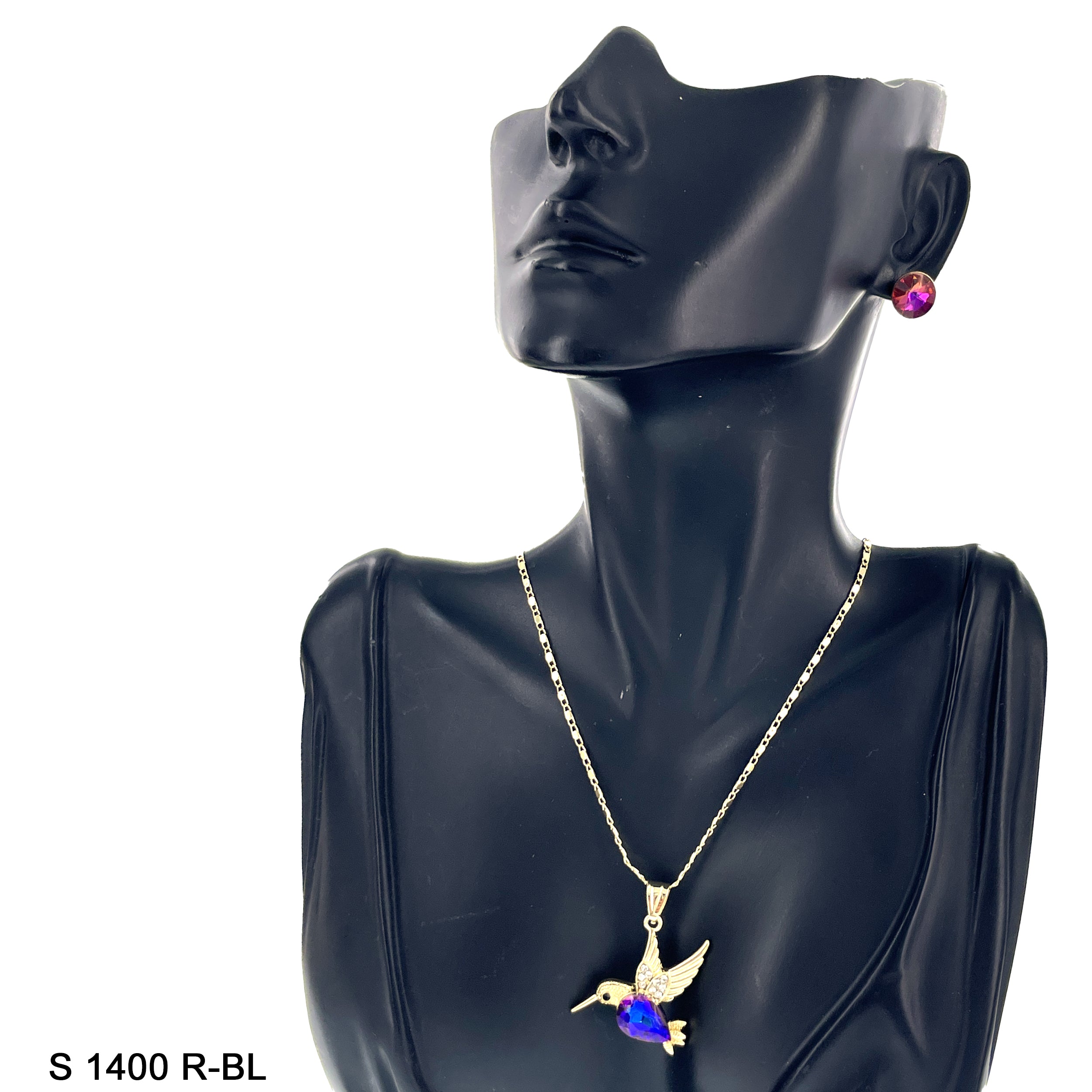 Hummingbird Pendant Necklace Set S 1400 R-BL