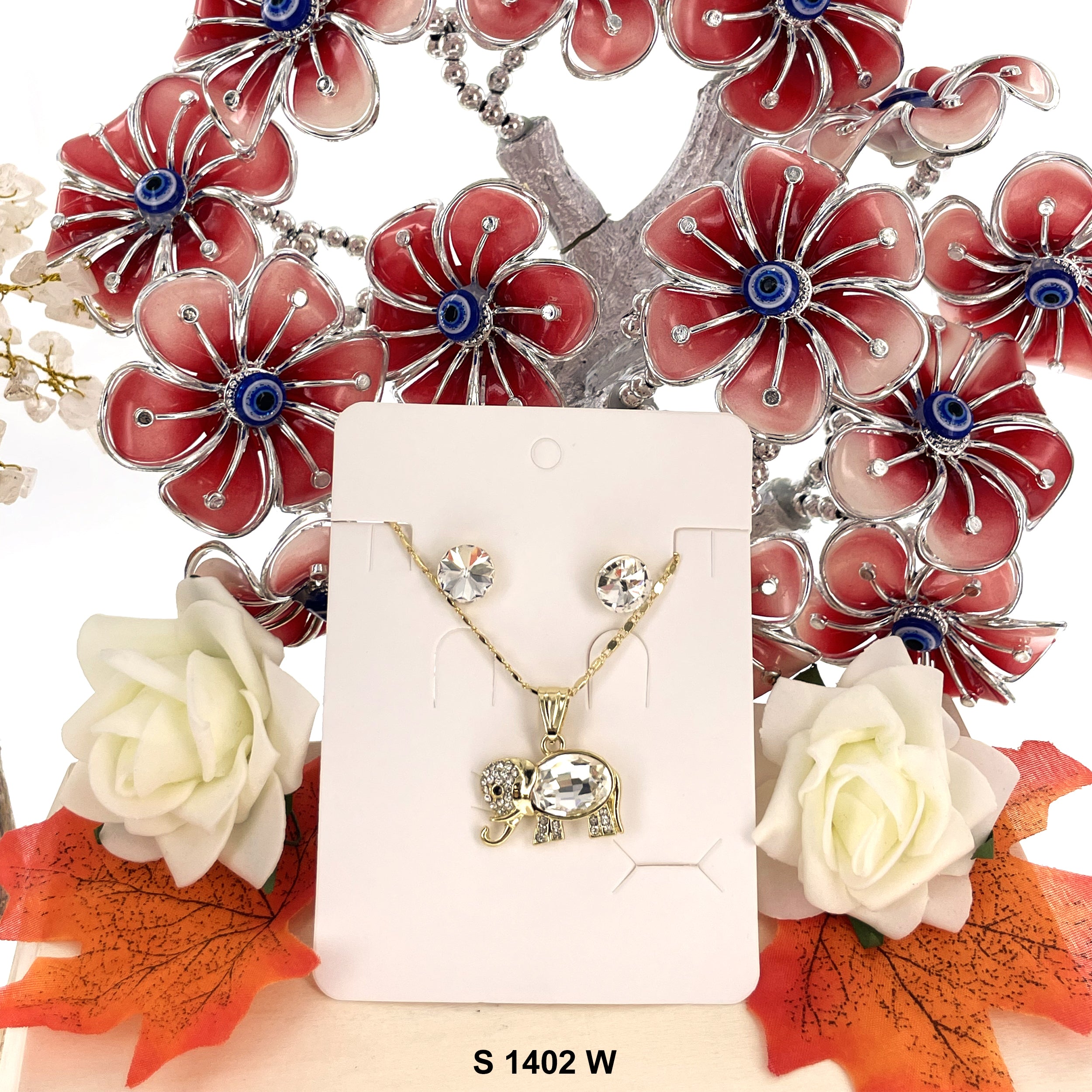 Elephant Pendant Necklace Set S 1402 W