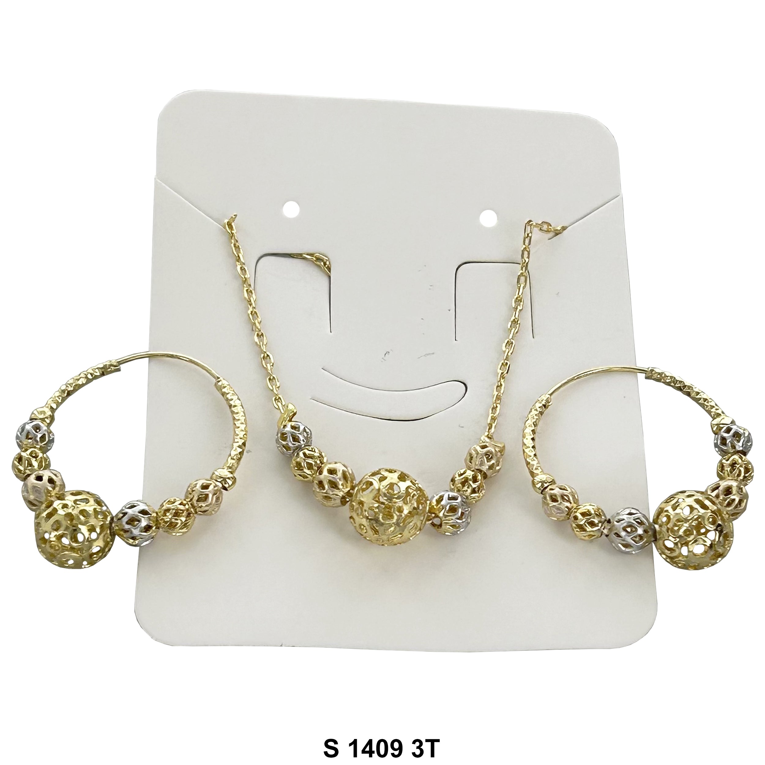 Filigree Hoops And Necklace Set S 1409 3T