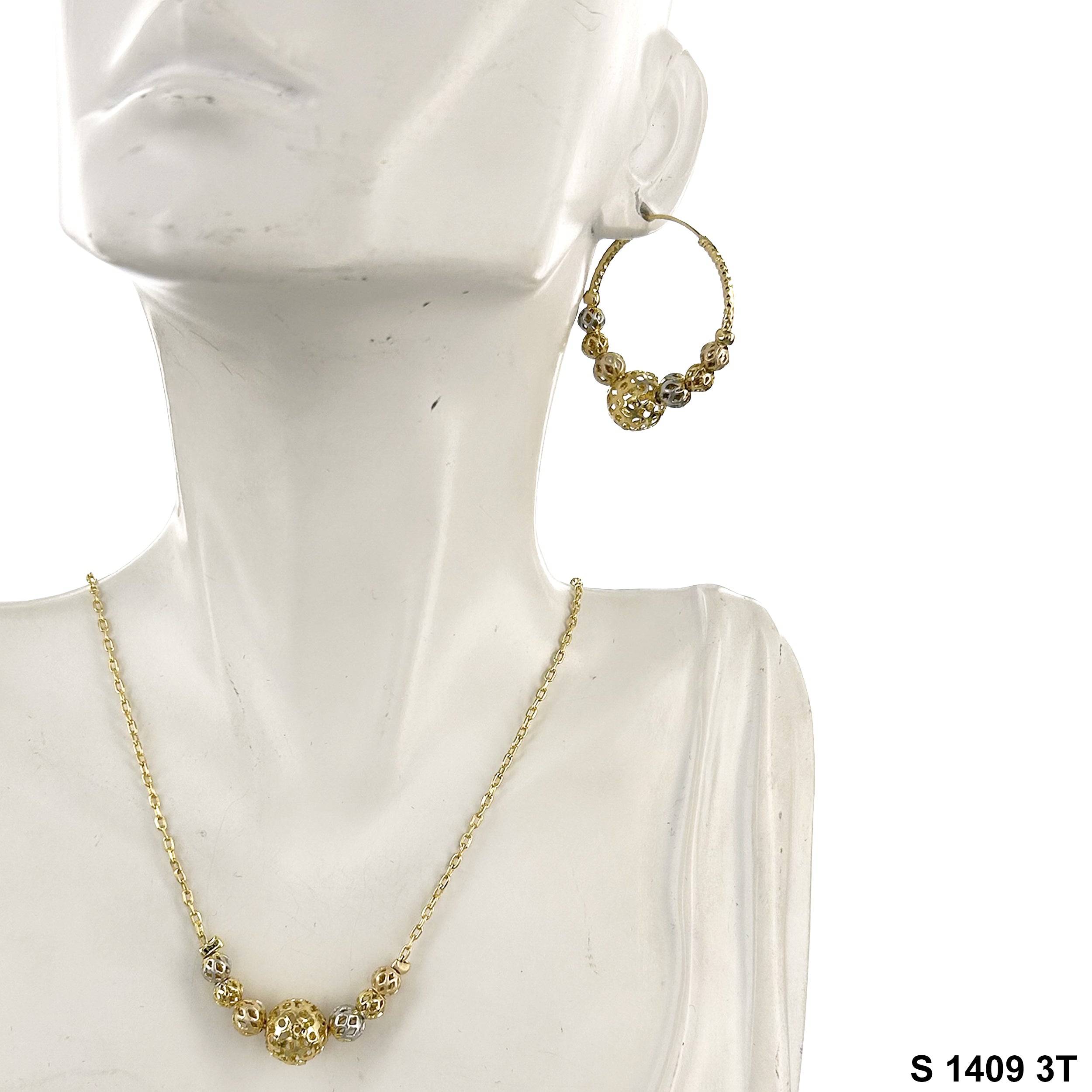 Filigree Hoops And Necklace Set S 1409 3T