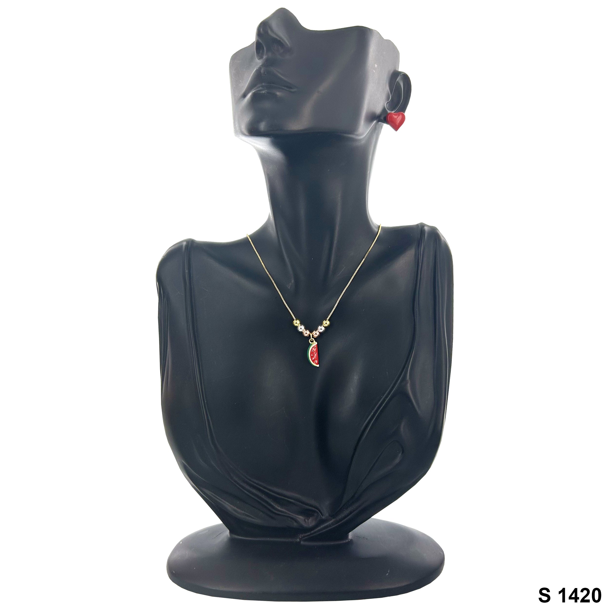 Watermelon Heart Necklace Set S 1420