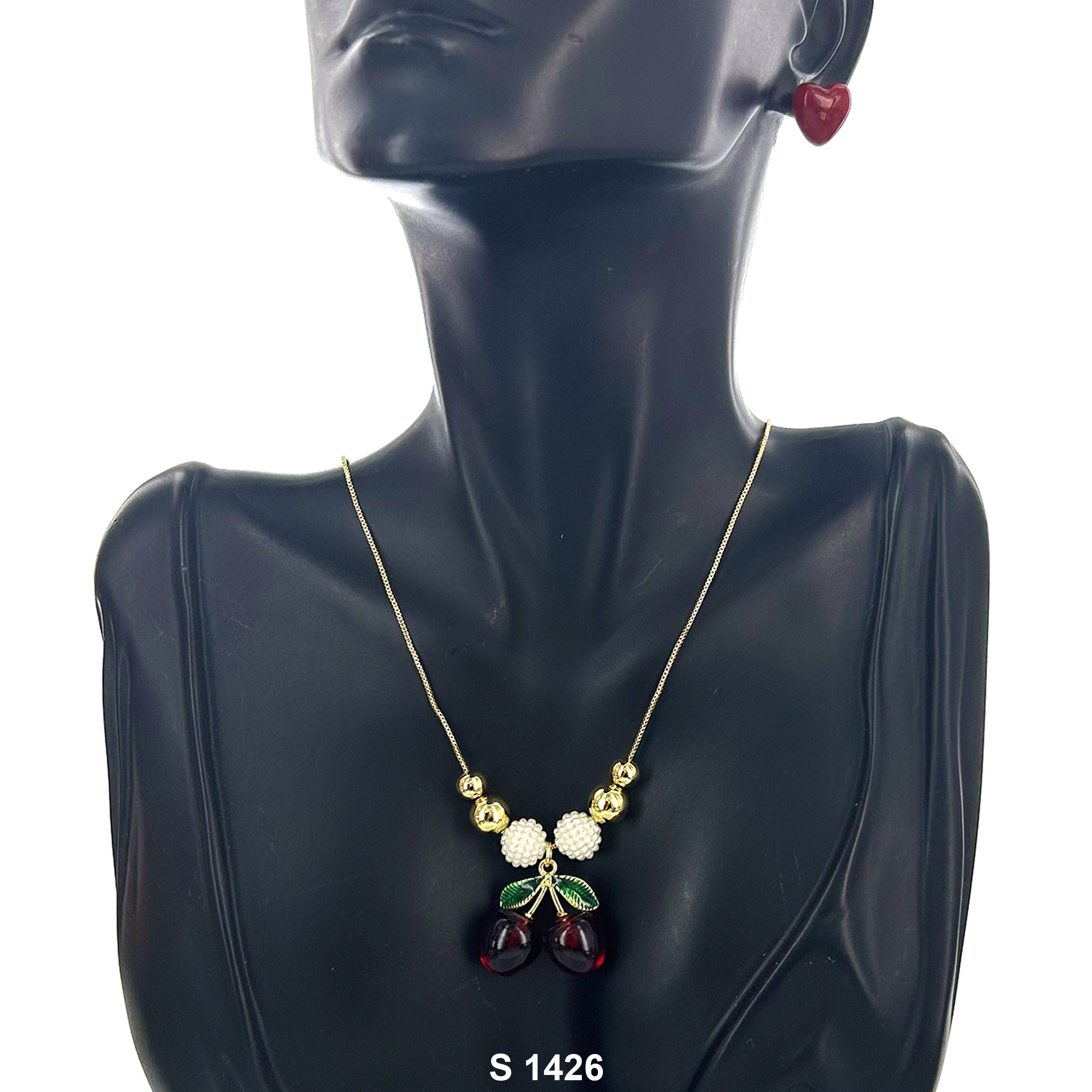 Cherry Heart Necklace Set S 1426