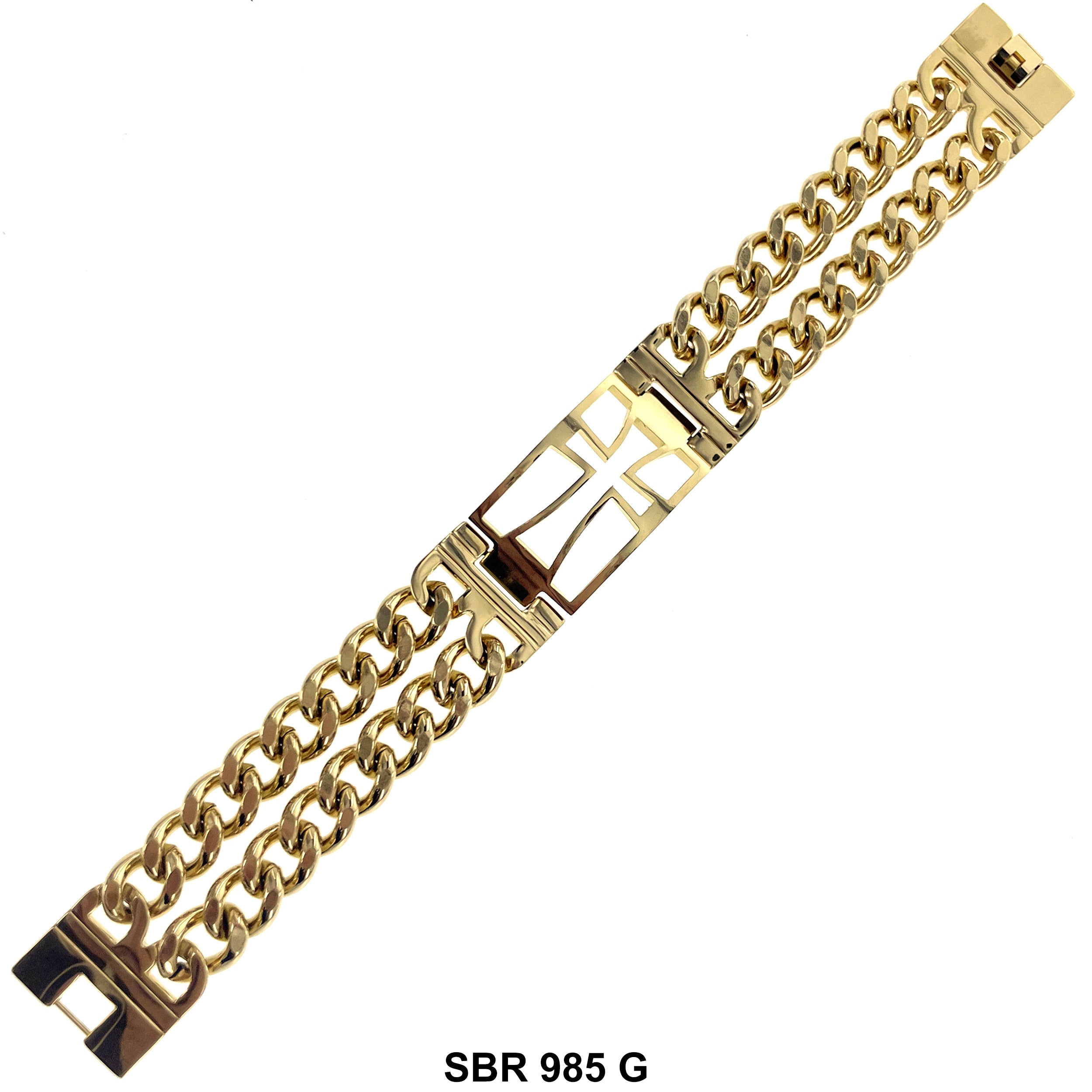 Stainless Steel Double Chain Bracelet SBR 985 G