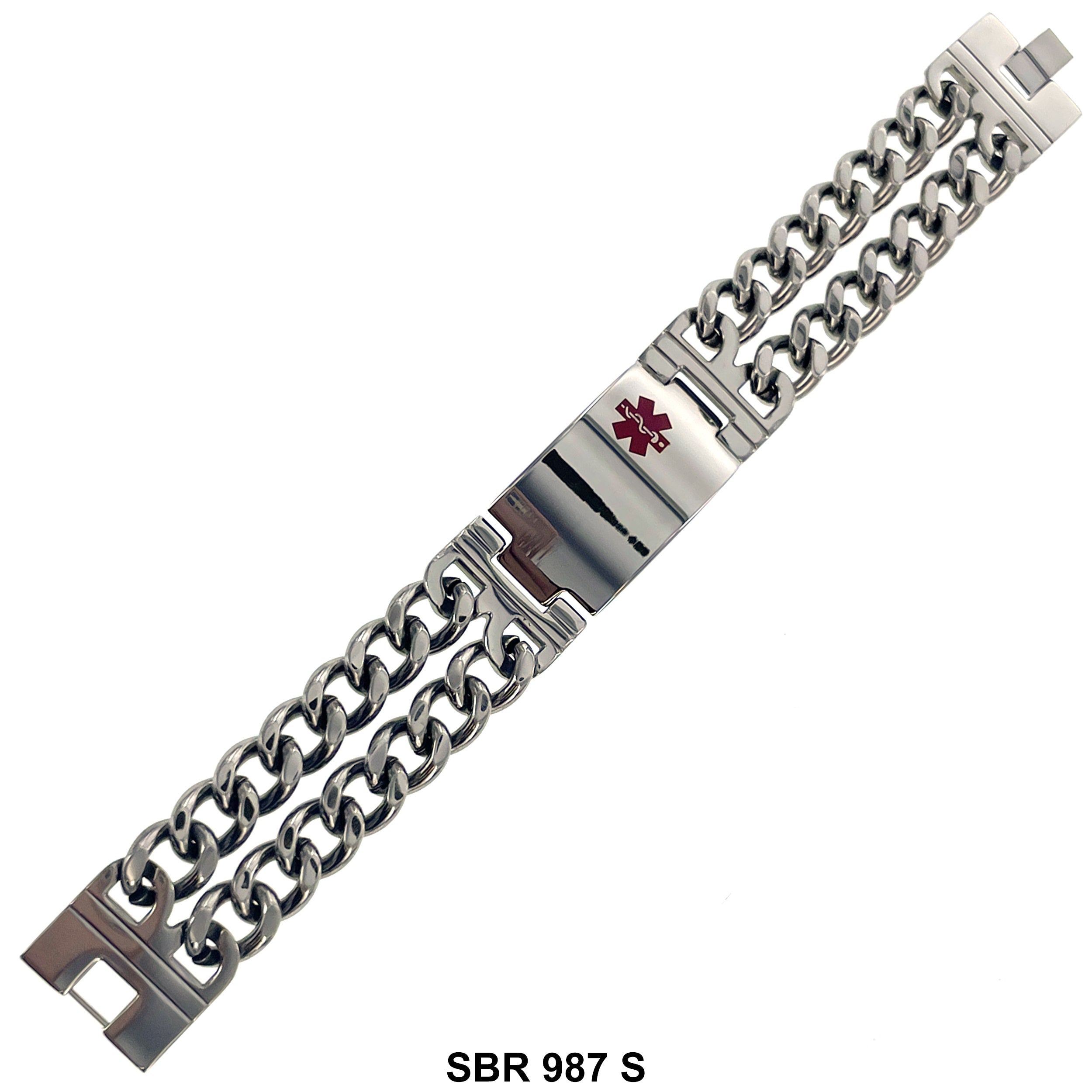 Medical ID Stainless Steel Double Chain Bracelet SBR 987 S