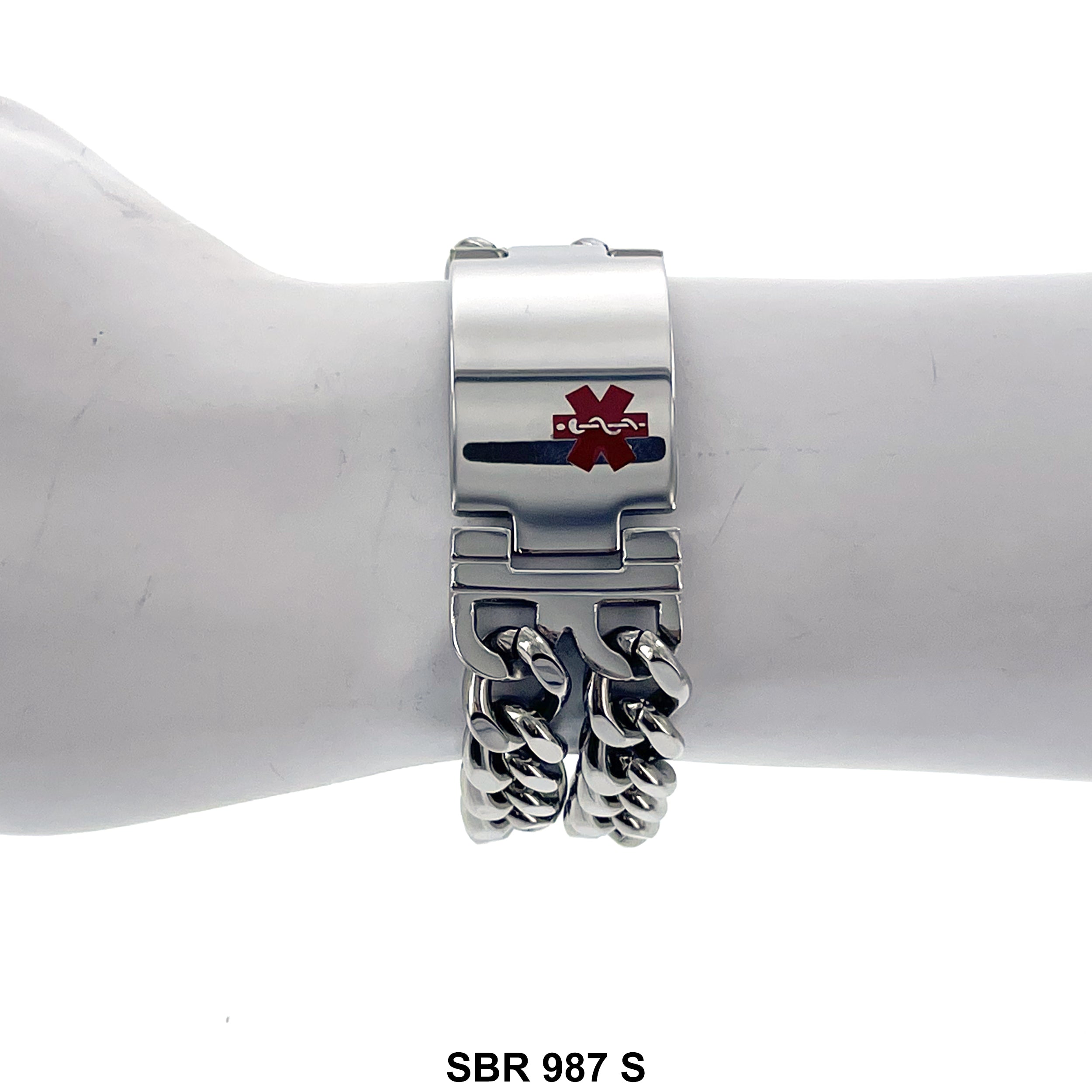 Medical ID Stainless Steel Double Chain Bracelet SBR 987 S