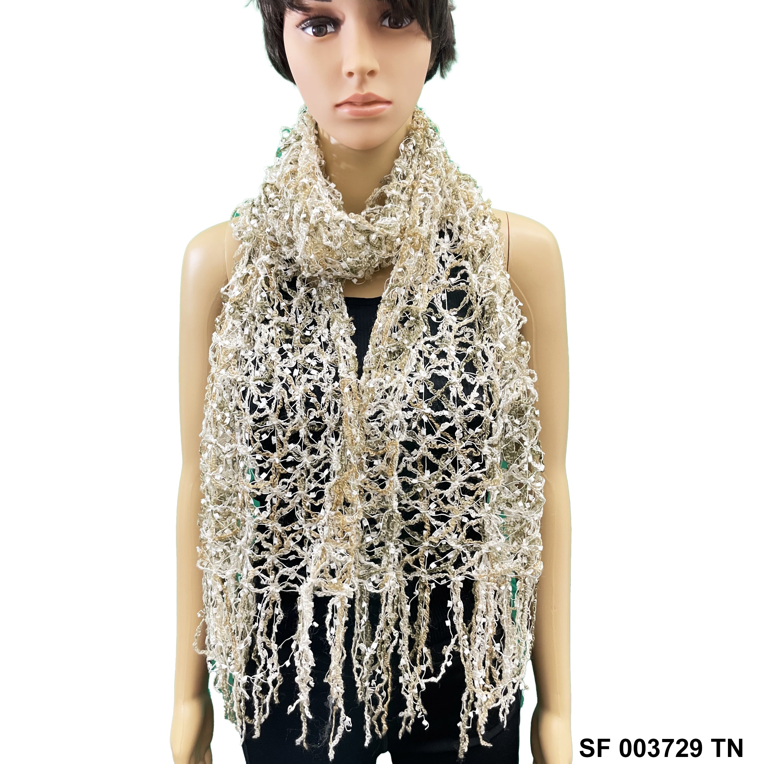 Wool Shredded Knit Scarf SF 003729 TN