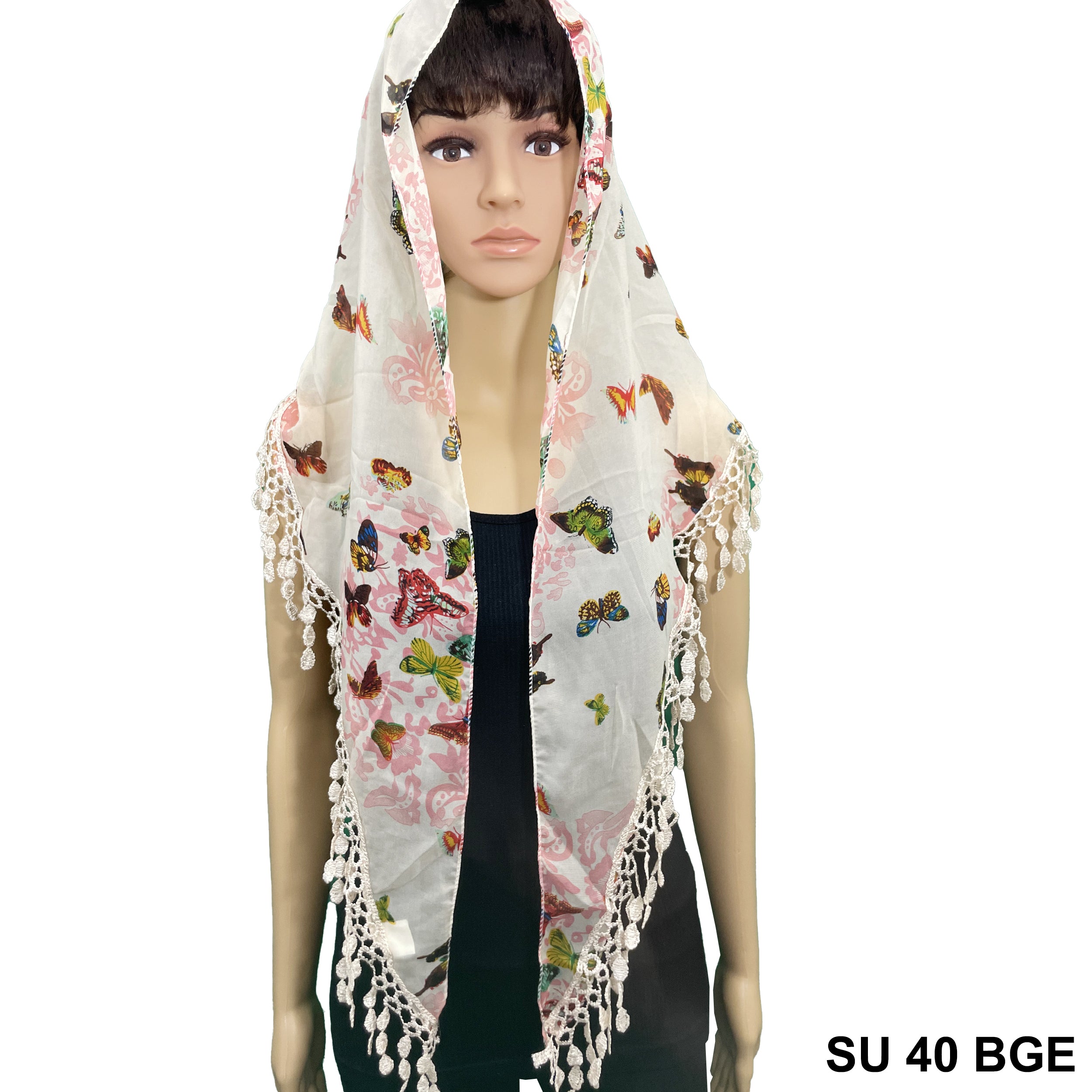 Triangle Butterfly Print Scarf SU 40 BGE