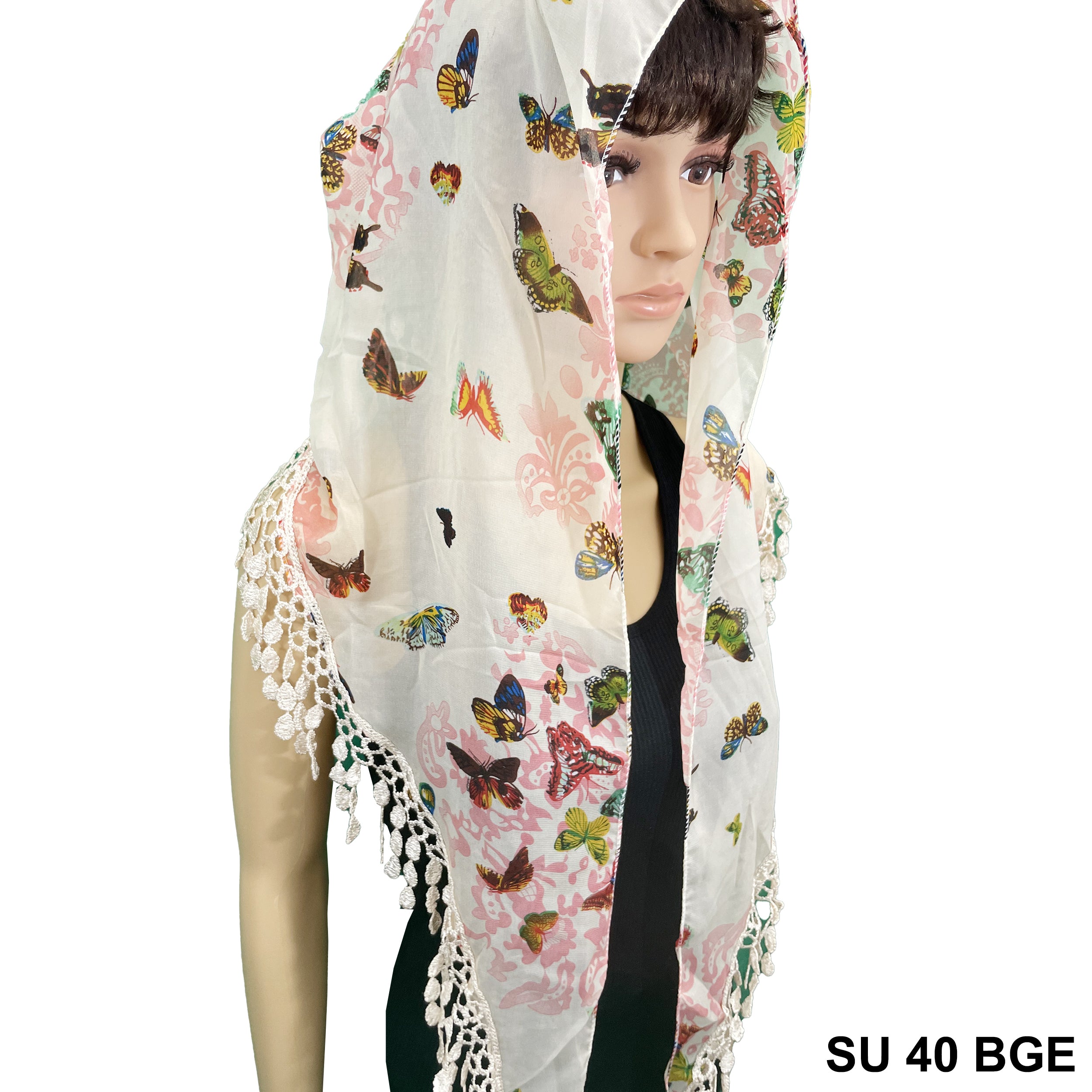 Triangle Butterfly Print Scarf SU 40 BGE